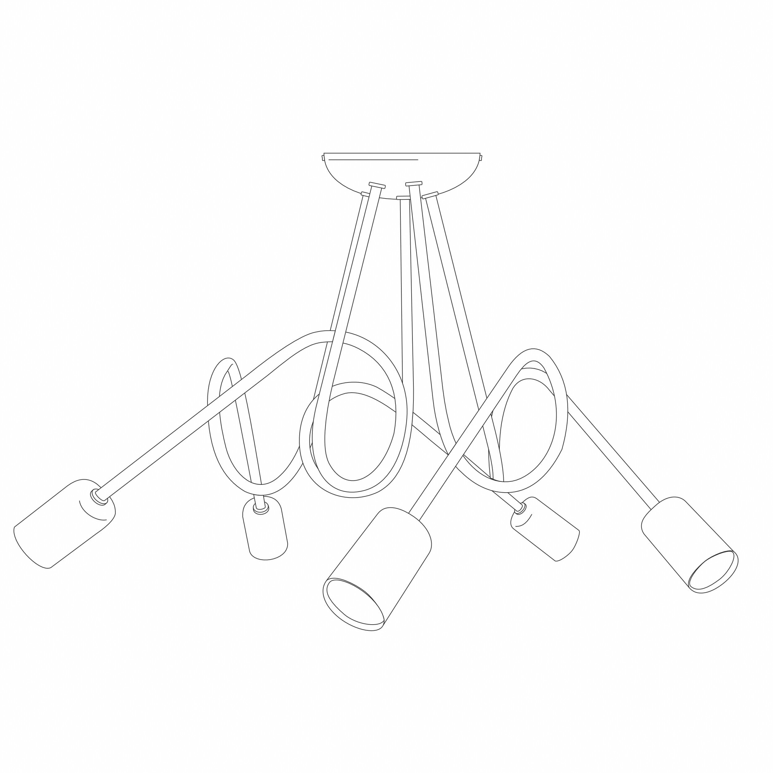 Lamkur Kronleuchter weiß Stahl B/H/L: ca. 39x54x54 cm E27 5 Brennstellen