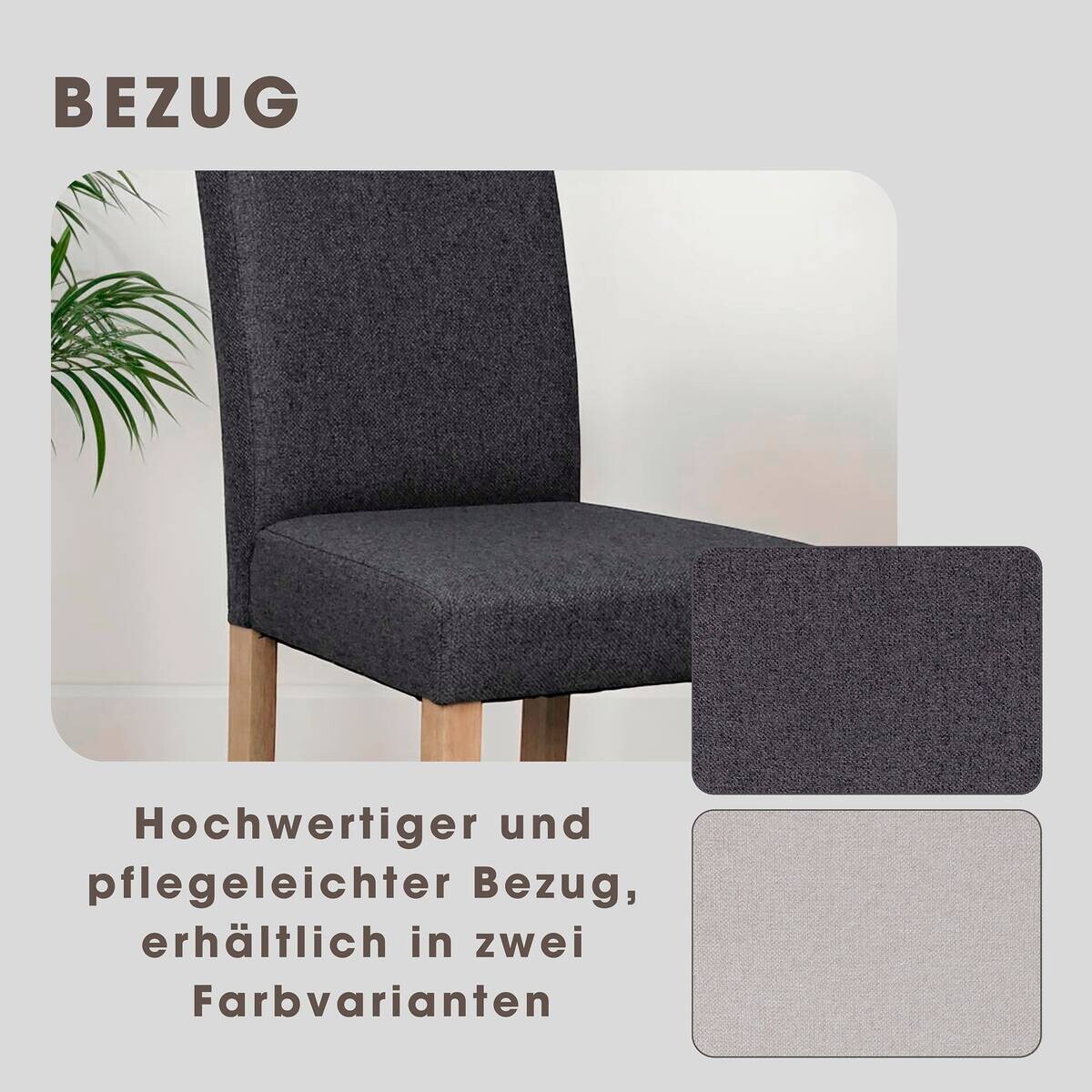 Stuhl ELIAS, 2er-Set dunkelgrau natur Stoff B/H/T: ca. 47x99,5x60 cm