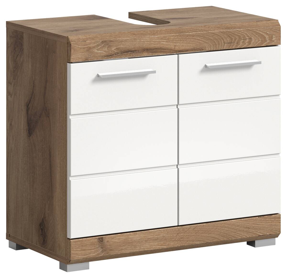 Waschbeckenunterschrank Wave Oak Nachbildung weiß Hochglanz B/H/T: ca. 60x56x34 cm Waschbeckenunterschrank Wave Oak Nachbildung weiß Hochglanz B/H/T: ca. 60x56x34 cm