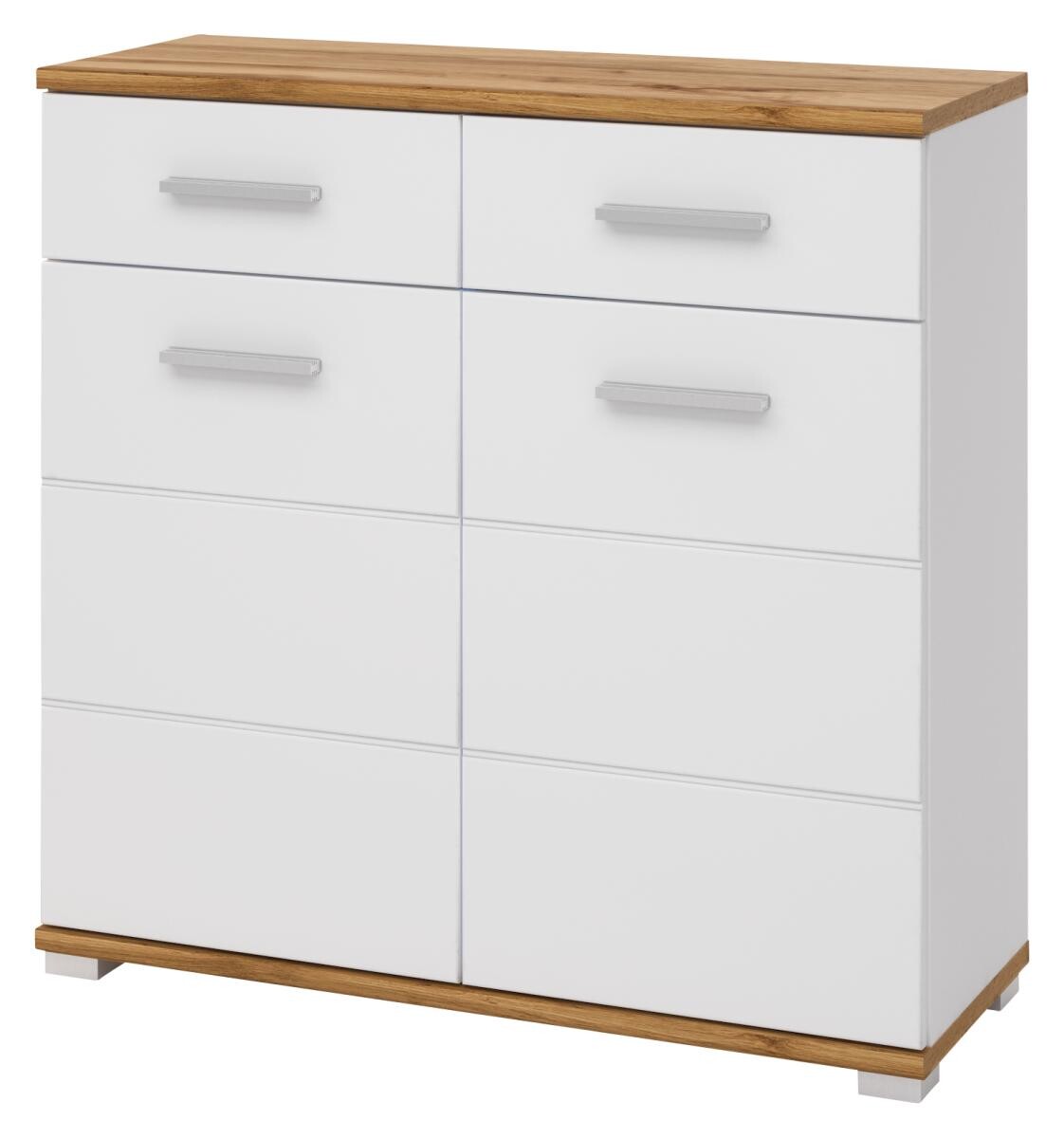 Schuhkommode Hola Eiche Wotan Nachbildung weiß Hochglanz B/H/T: ca. 90x88x34 cm