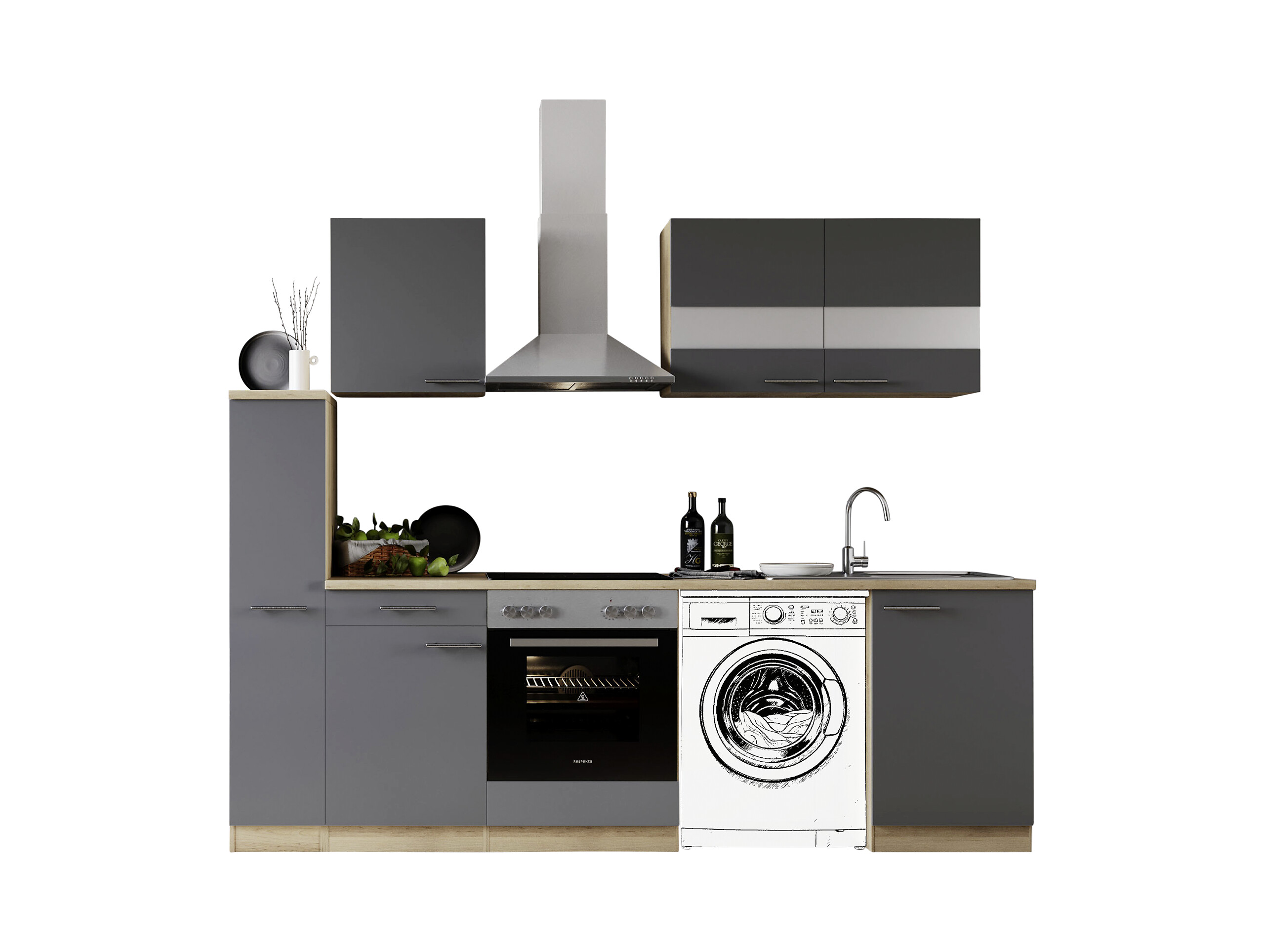 Respekta Küchenblock Merle grau B/H/T: ca. 250x200x60 cm