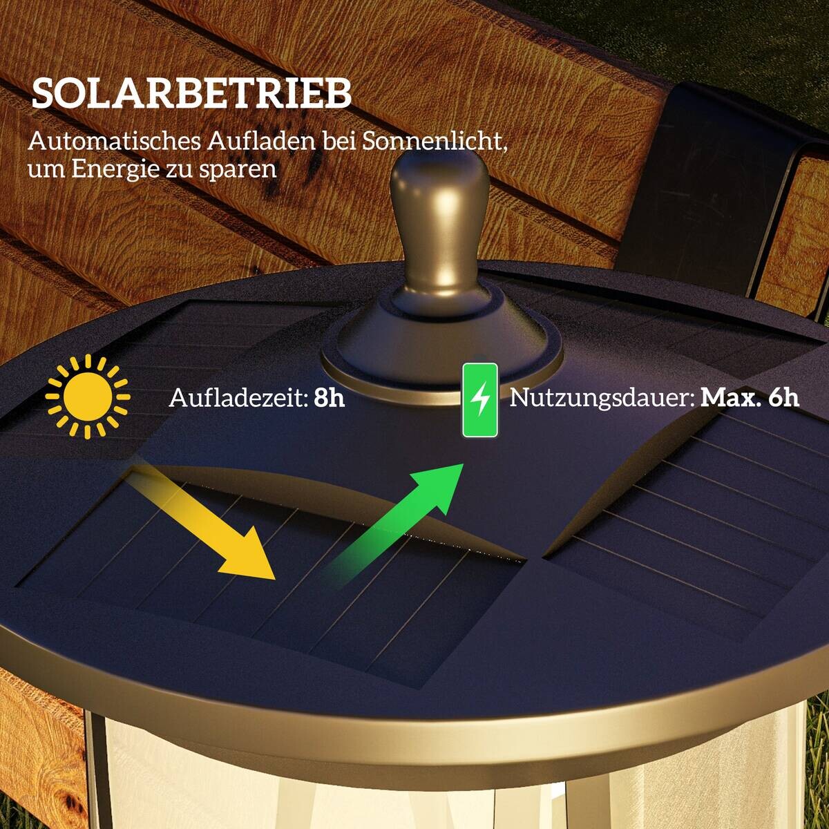 Solar Gartenlaterne schwarz Kunststoff B/H/L: ca. 17x127x17 cm