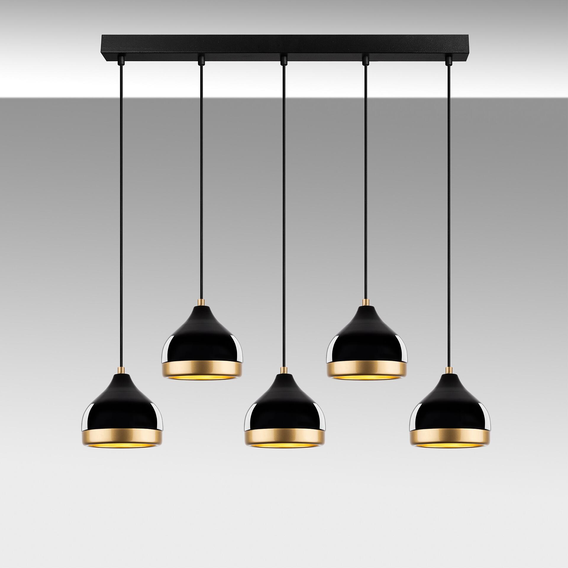 Opviq Pendelleuchte Yldo schwarz B/H/T/L: ca. 90x111x17x90 cm E27 5 Brennstellen