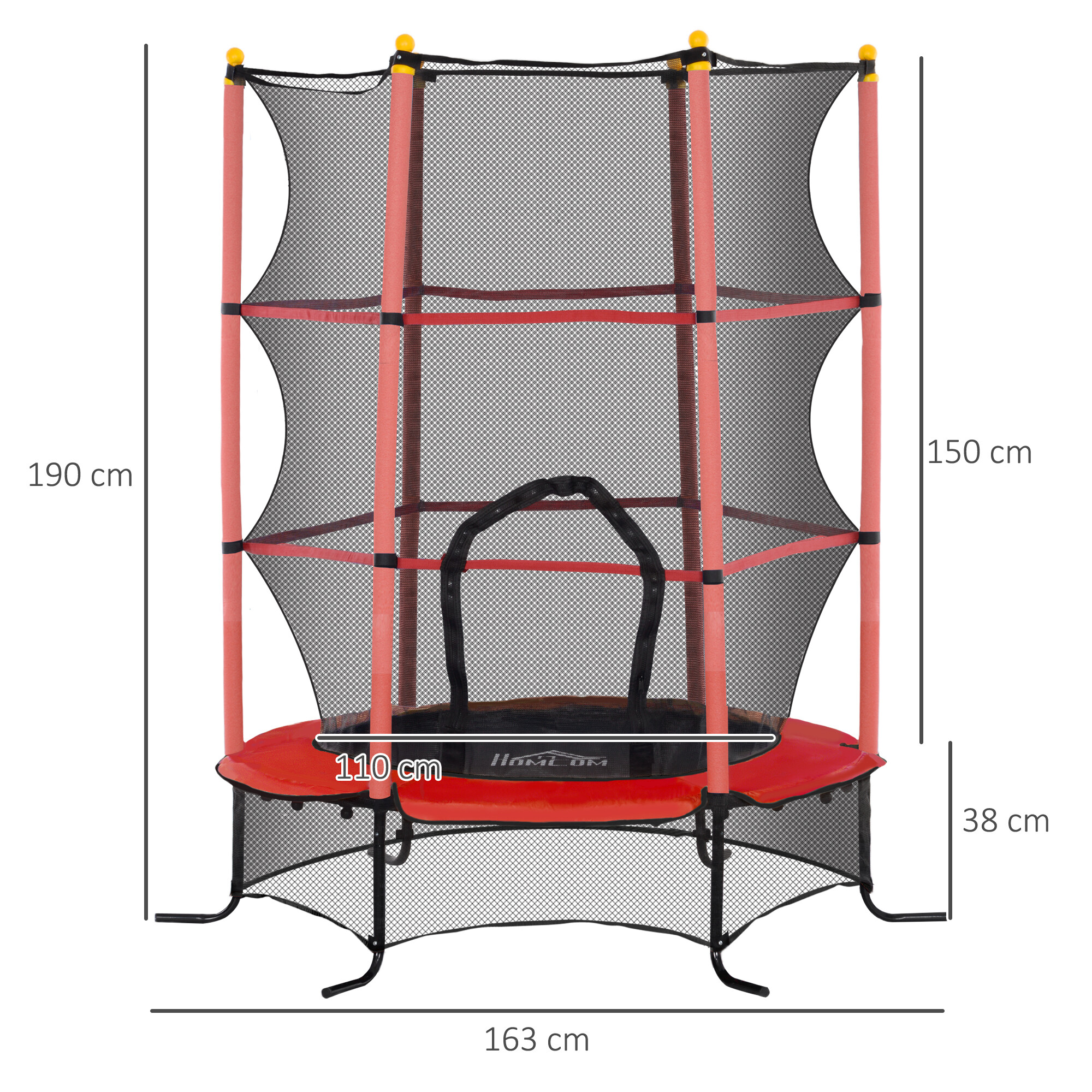 HOMCOM Kindertrampolin rot B/H/L: ca. 163x190x163 cm