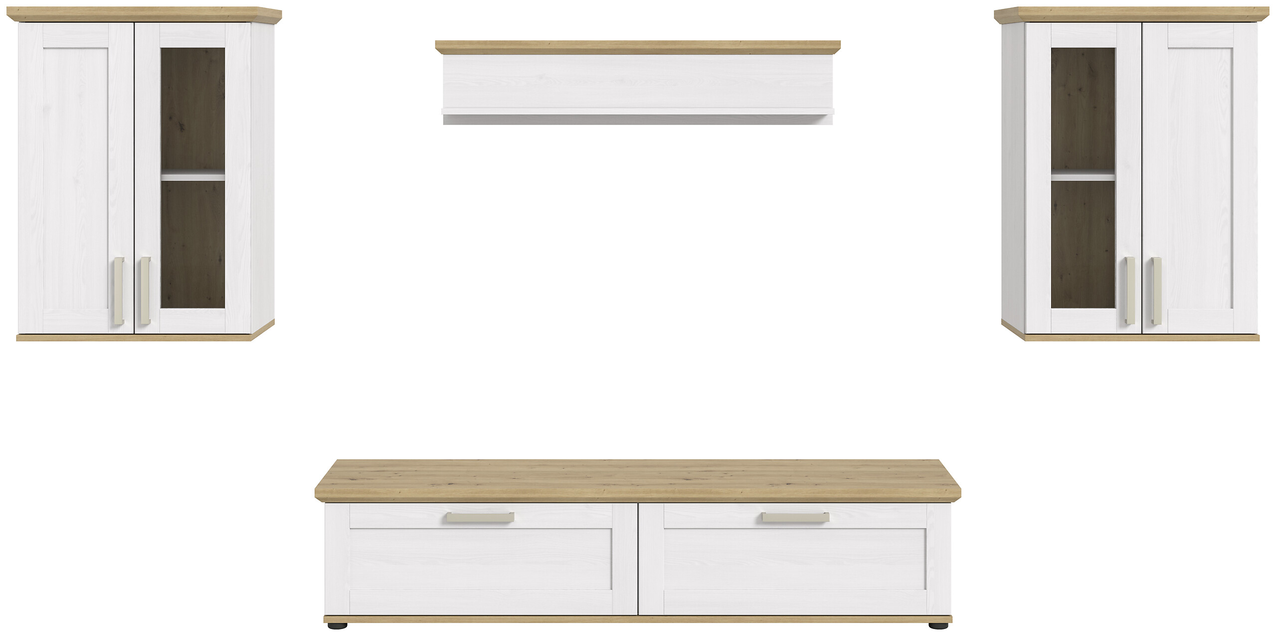 Wohnwand VERONA Lärche Nachbildung Eiche Nachbildung B/H/T: ca. 316x161x40 cm