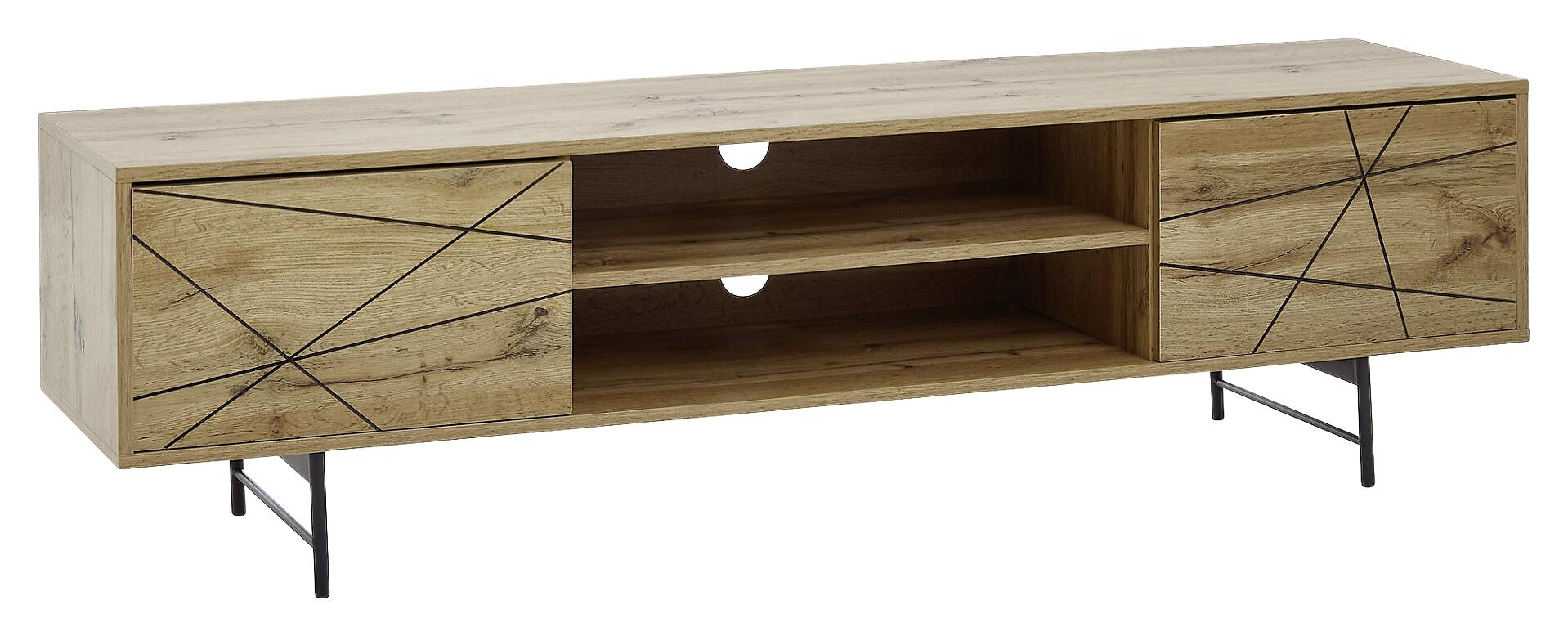 Lowboard Eiche Nachbildung schwarz pulverbeschichtet B/H/T: ca. 160x45x40 cm