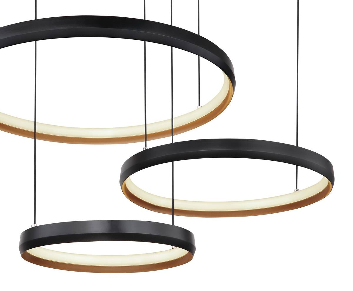 GLOBO Pendelleuchte 67193-55H Halli gold Opal schwarz Acryl Metall B/H/L: ca. 50,3x150x76,7 cm null 3 Brennstellen