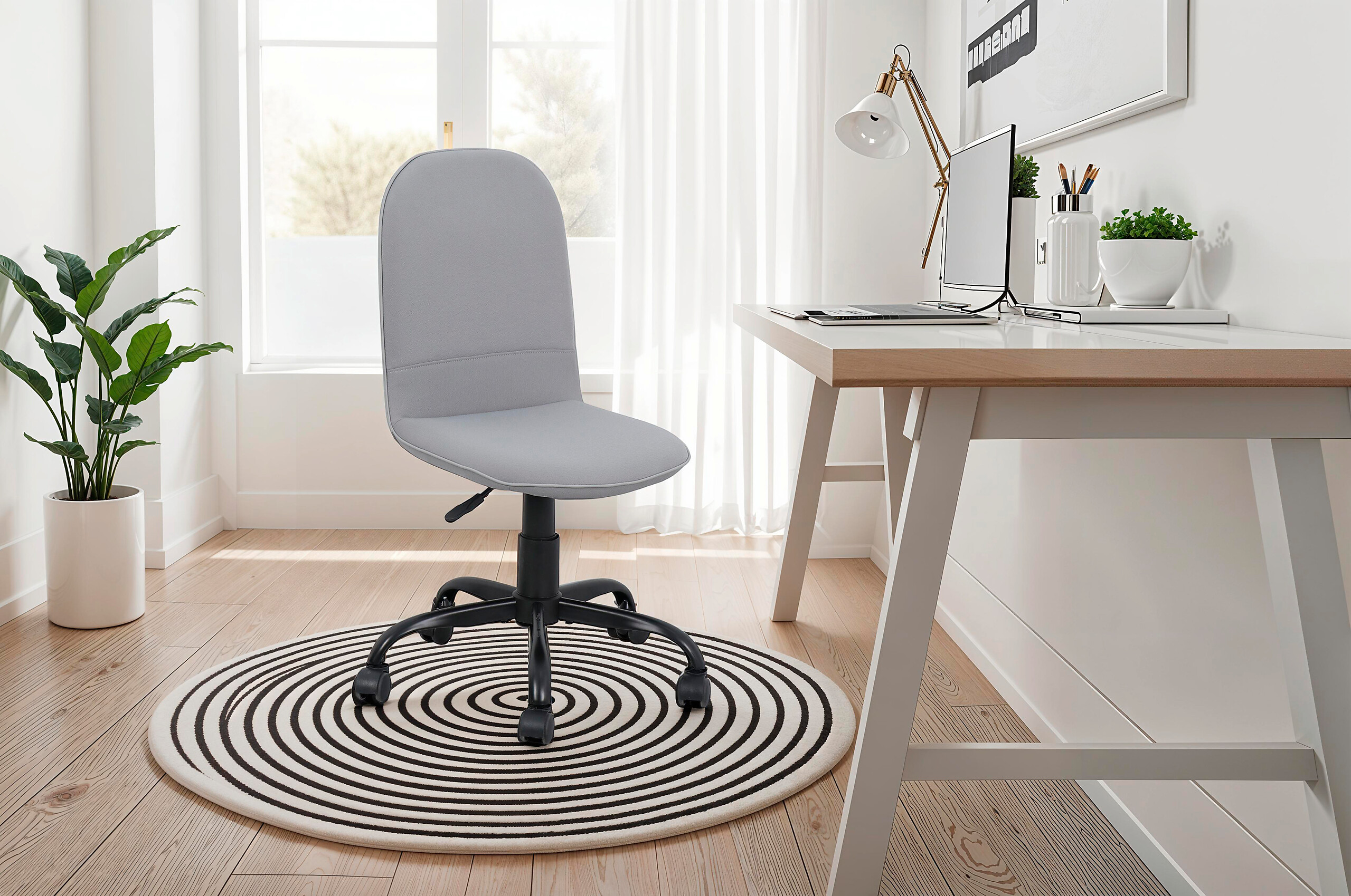 Drehstuhl TROLLY schwarz grau Metall Stoff