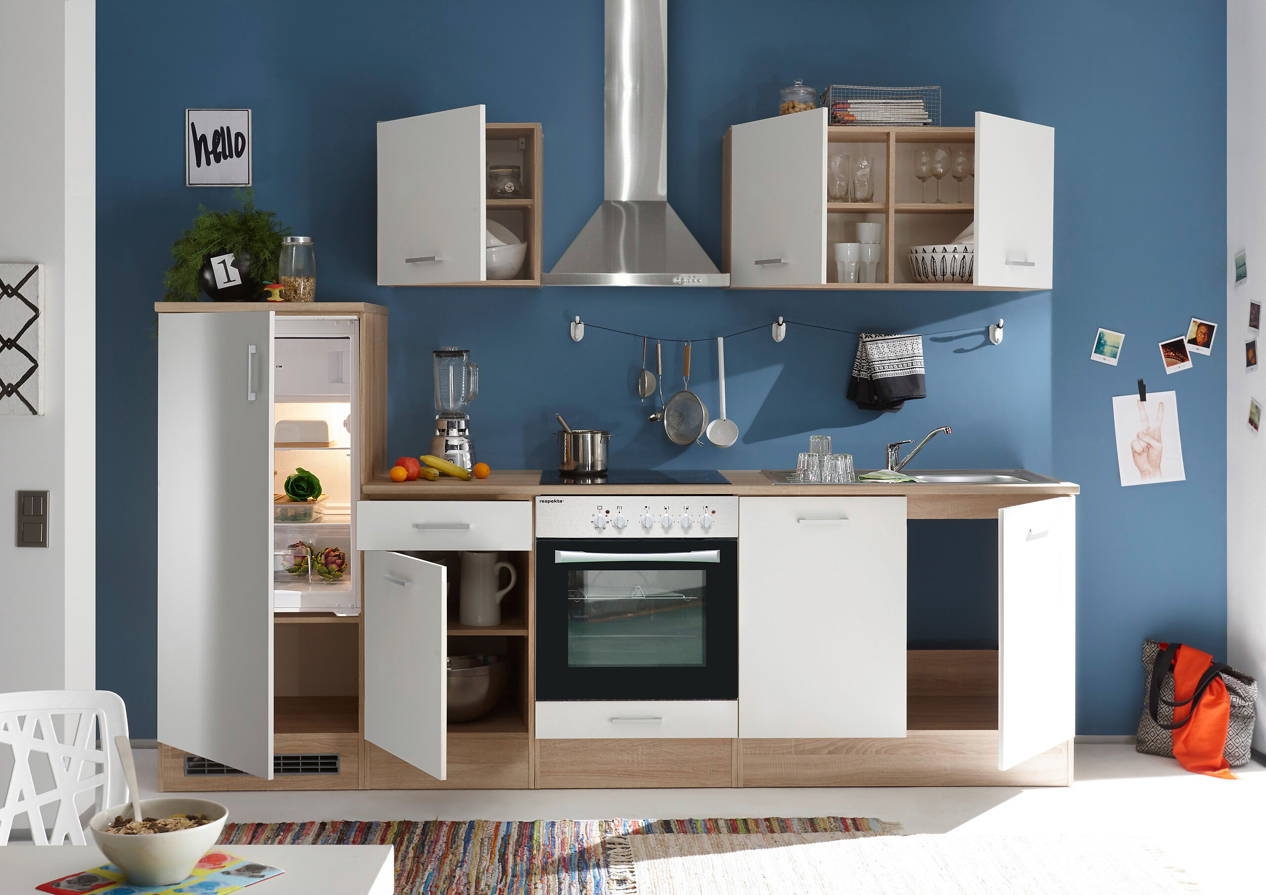 Respekta Küchenblock Economy weiß matt B/H/T: ca. 270x200x60 cm