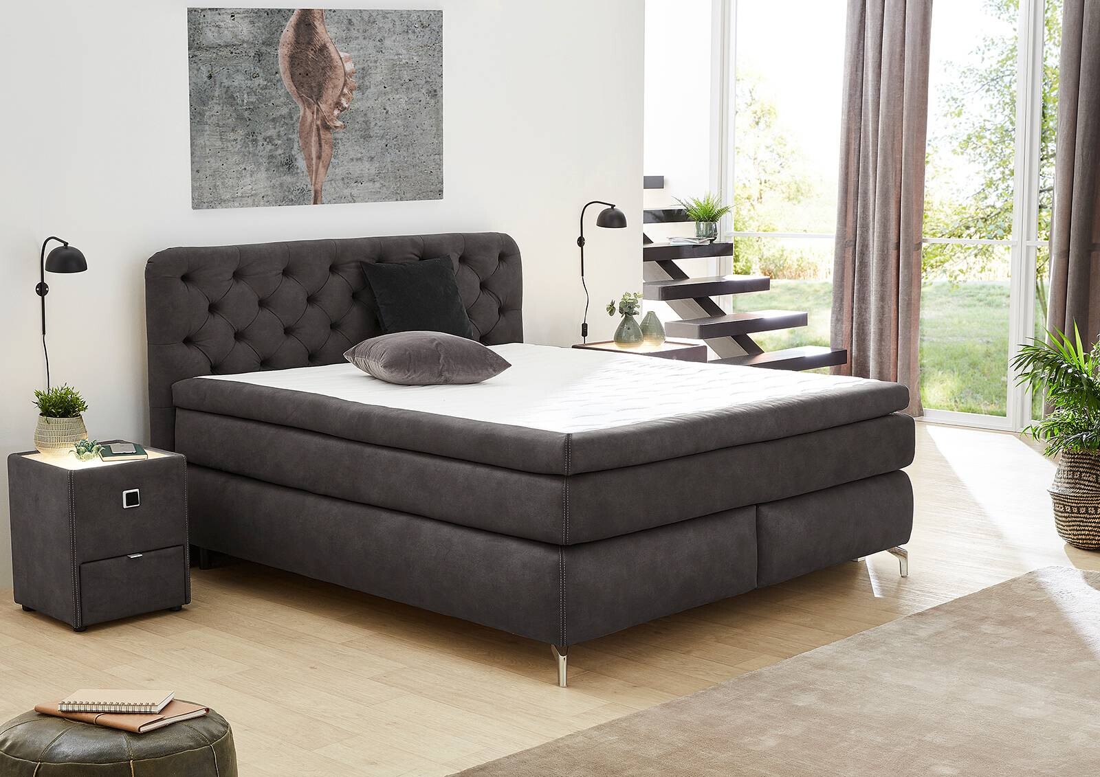 Boxspringbett anthrazit Liegefläche B/L: ca. 180x200 cm Boxspringbett anthrazit Liegefläche B/L: ca. 180x200 cm