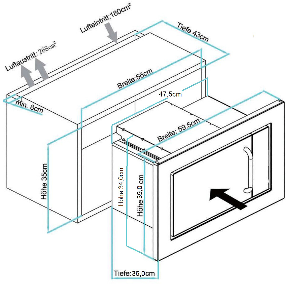 Respekta Küchenblock Premium grau hochglänzend B/H/T: ca. 345x220,5x60 cm