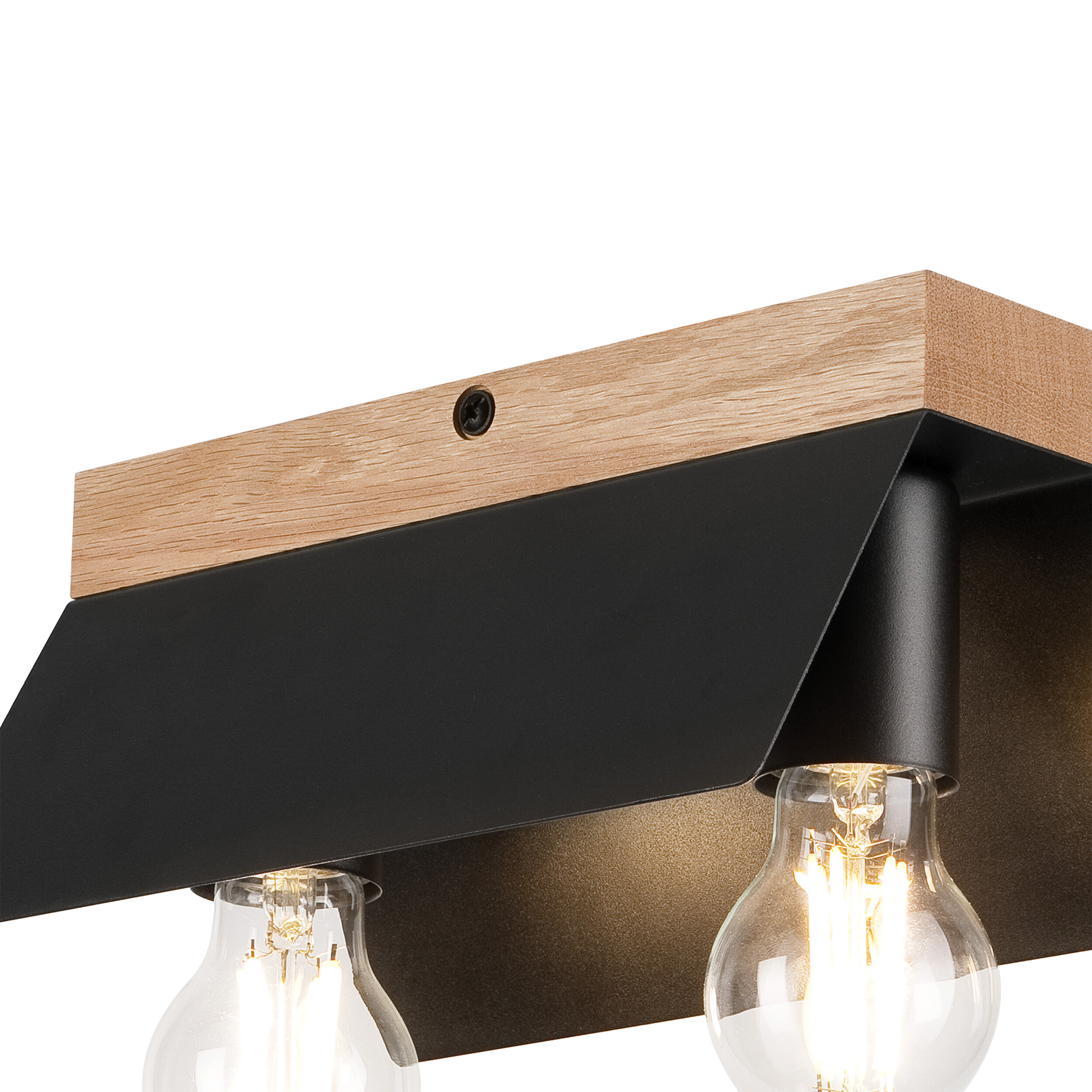 Lamkur Deckenleuchte schwarz Eiche Stahl Glas B/H/L: ca. 12x11,5x24 cm E27 2 Brennstellen