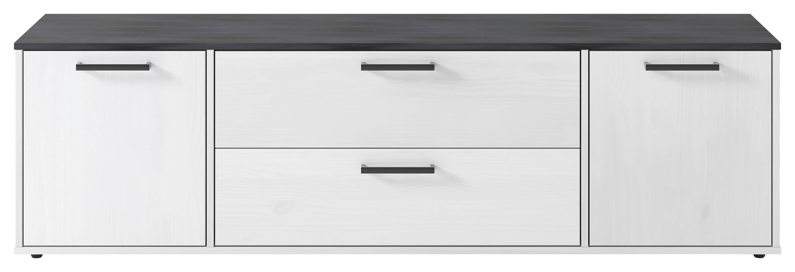 Lowboard Smart 1 Massivholz kiefer weiß schwarz B/H/T: ca. 182x52x40 cm Lowboard Smart 1 Massivholz kiefer weiß schwarz B/H/T: ca. 182x52x40 cm