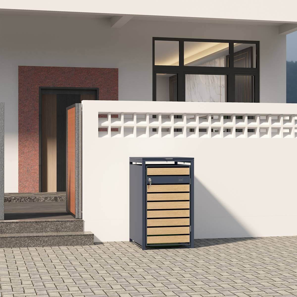 AXI Outdoor Living Mülltonnenbox Lucas braun B/H/L: ca. 80x116x68 cm