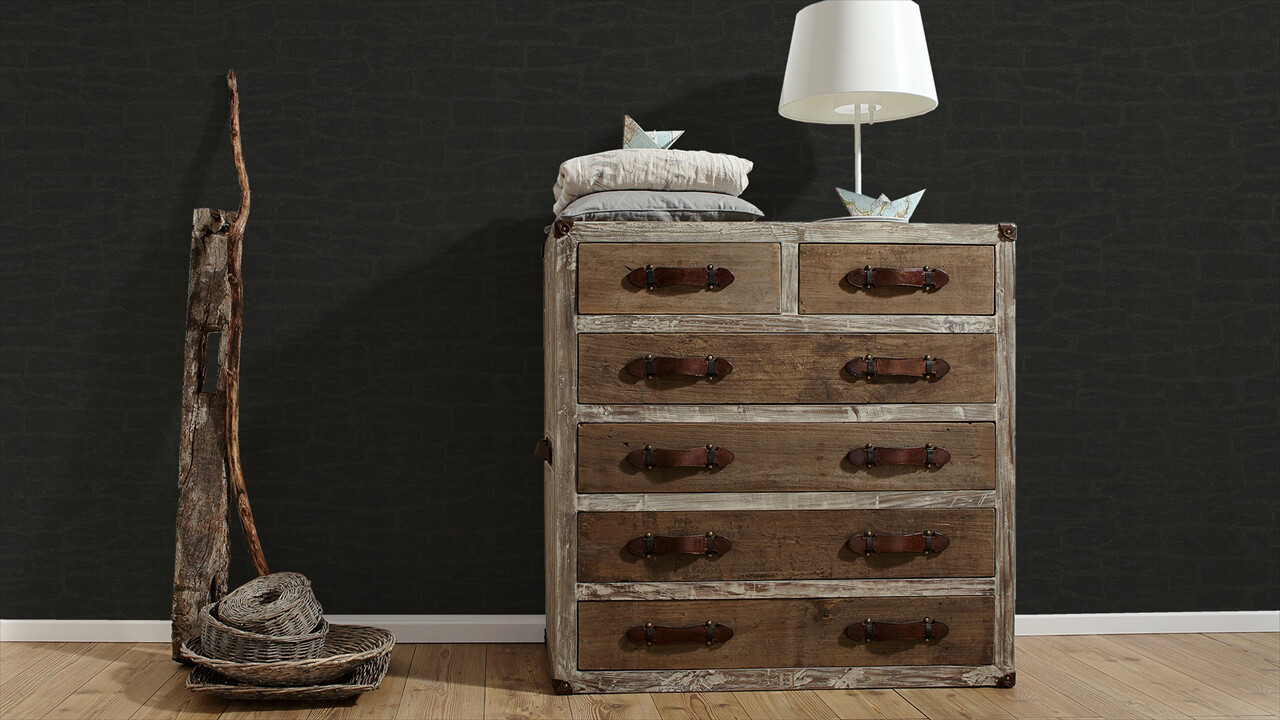 Vliestapete Steinoptik schwarz B/L: ca. 53x1005 cm