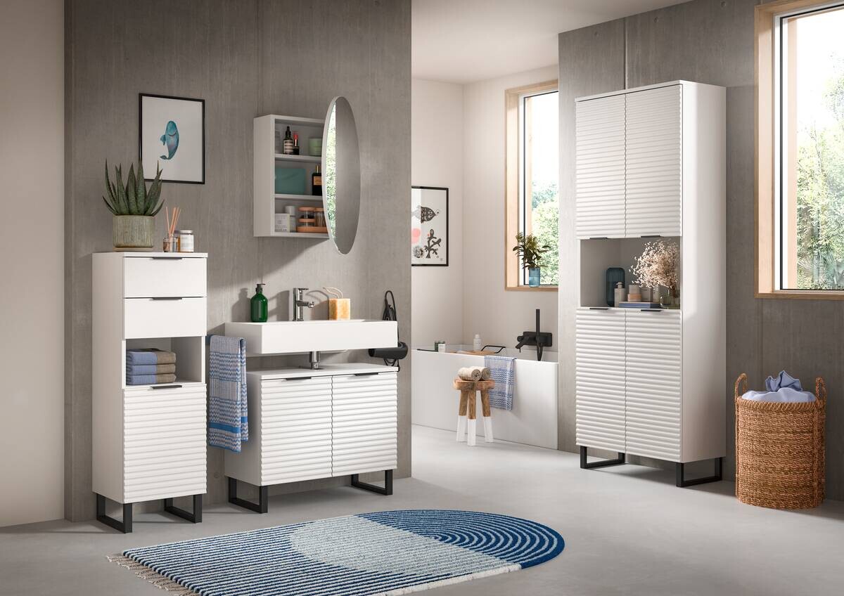 Waschbeckenunterschrank Riff weiß B/H/T: ca. 70x59x34 cm