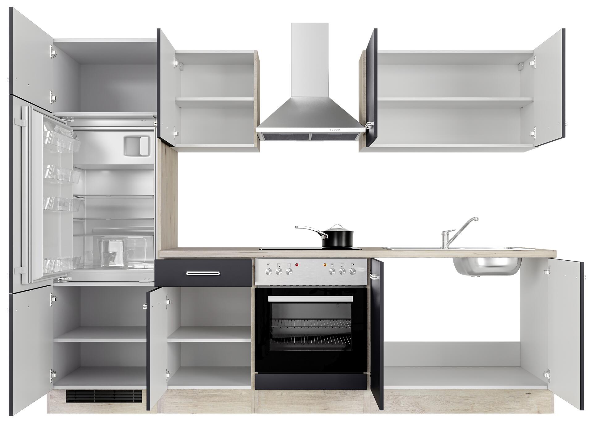 Küchenblock Elva anthrazit strukturiert B/H/T: ca. 270x200x60 cm