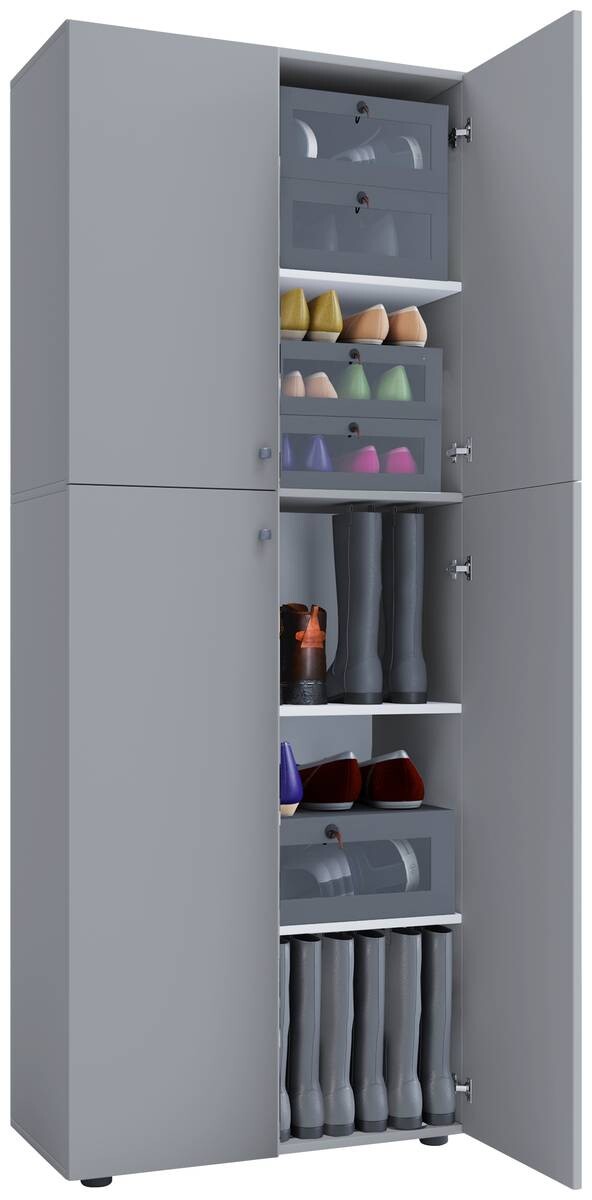 Schuhschrank Lona XXL grau weiß B/H/T: ca. 70x182x39 cm