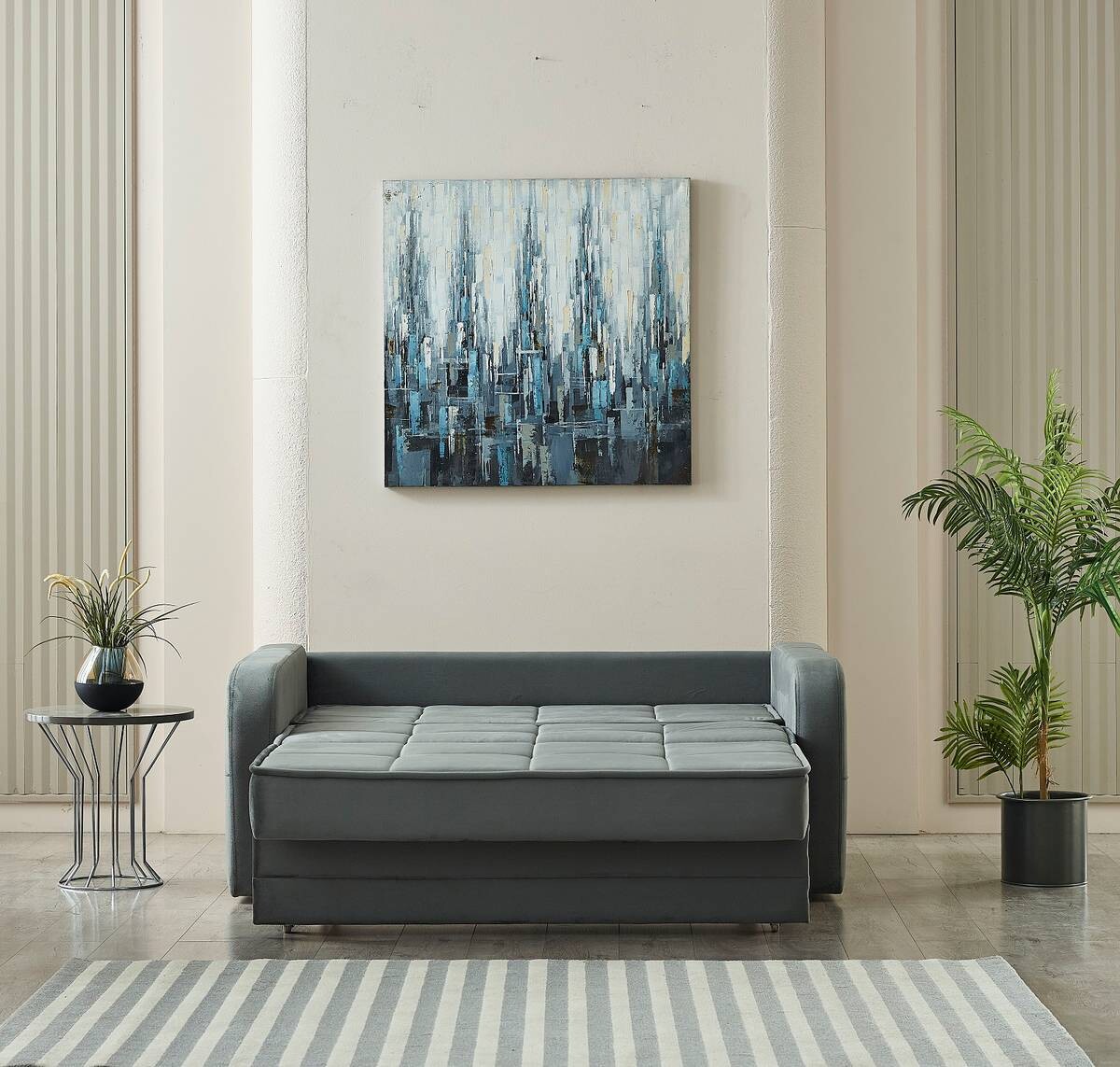 Schlafsofa Moleron grau Polyester B/H/T: ca. 171x94x111 cm