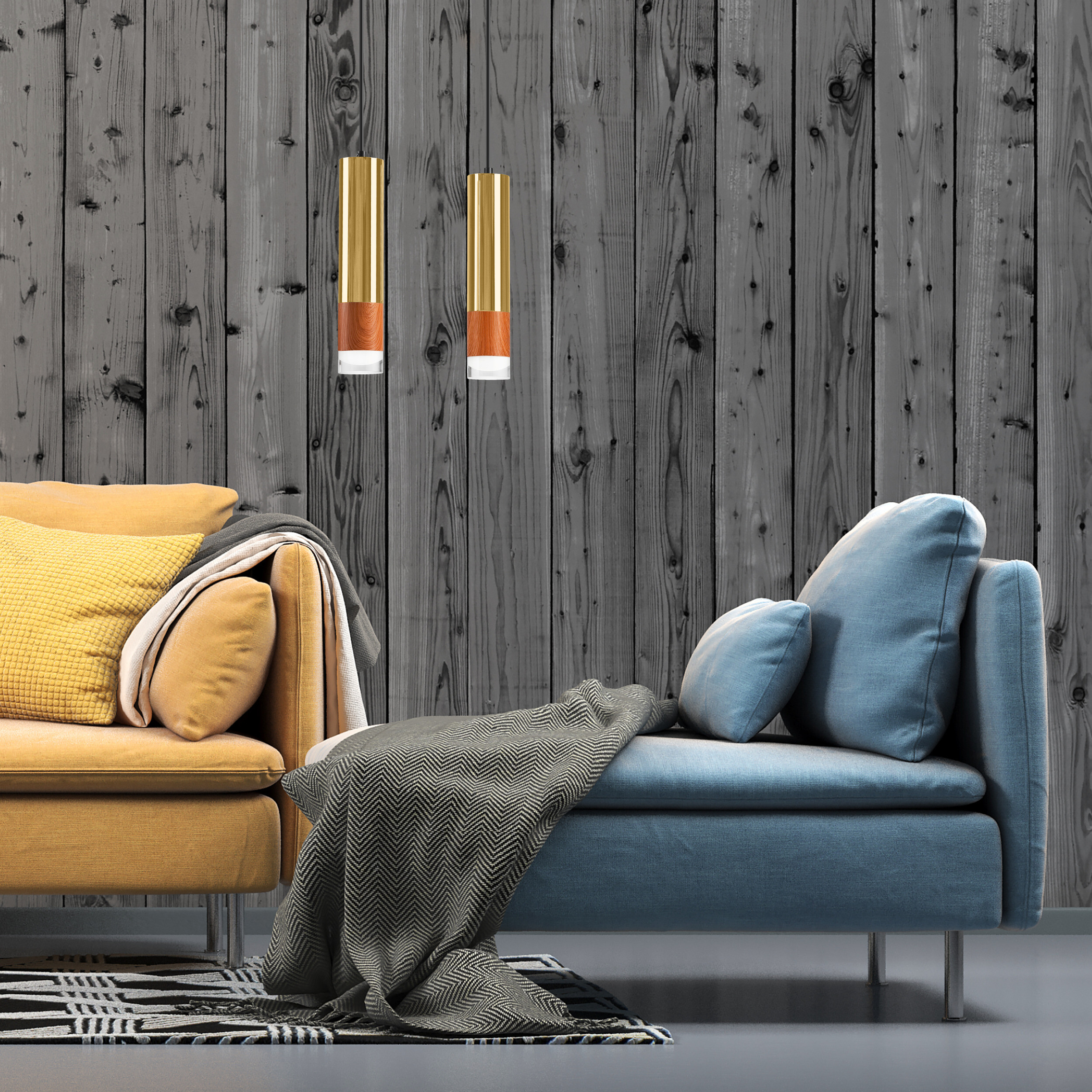 Lamkur Pendelleuchte gold Glas Stahl B/H/L: ca. 8x105x30 cm GU10 2 Brennstellen