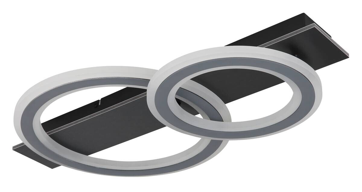 GLOBO LED-Deckenleuchte grau mattschwarz Opal Kunststoff Acryl Metall B/H/L: ca. 37x8x63 cm 1 Brennstellen