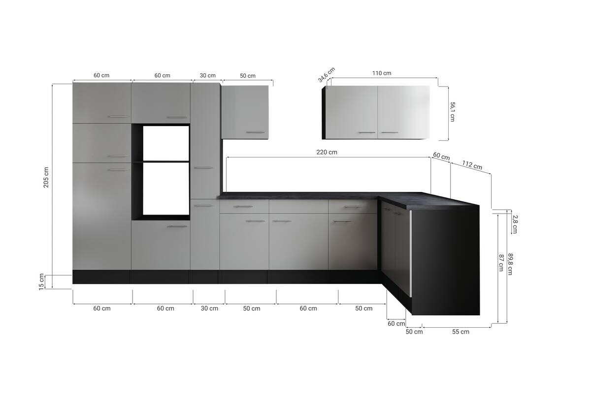 Winkelküche Oliver B/H/T: ca. 370x205x172 cm
