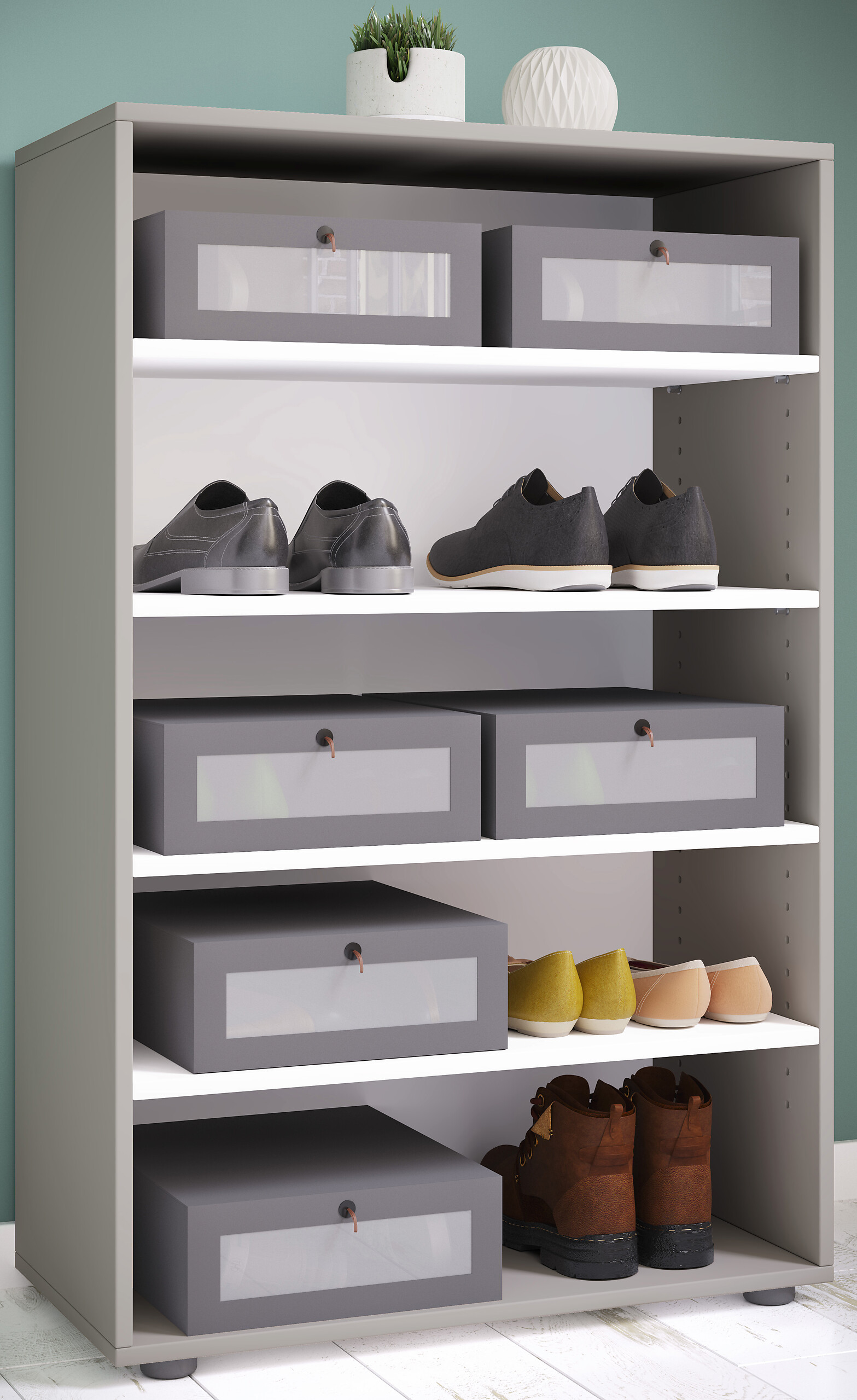 Schuhregal Lona grau weiß B/H/T: ca. 70x110x37 cm