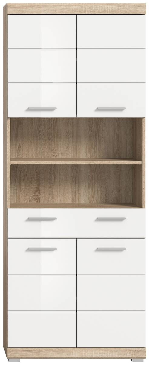Badhochschrank Lambada Eiche Sonoma Nachbildung weiß Hochglanz B/H/T: ca. 74x191x31 cm