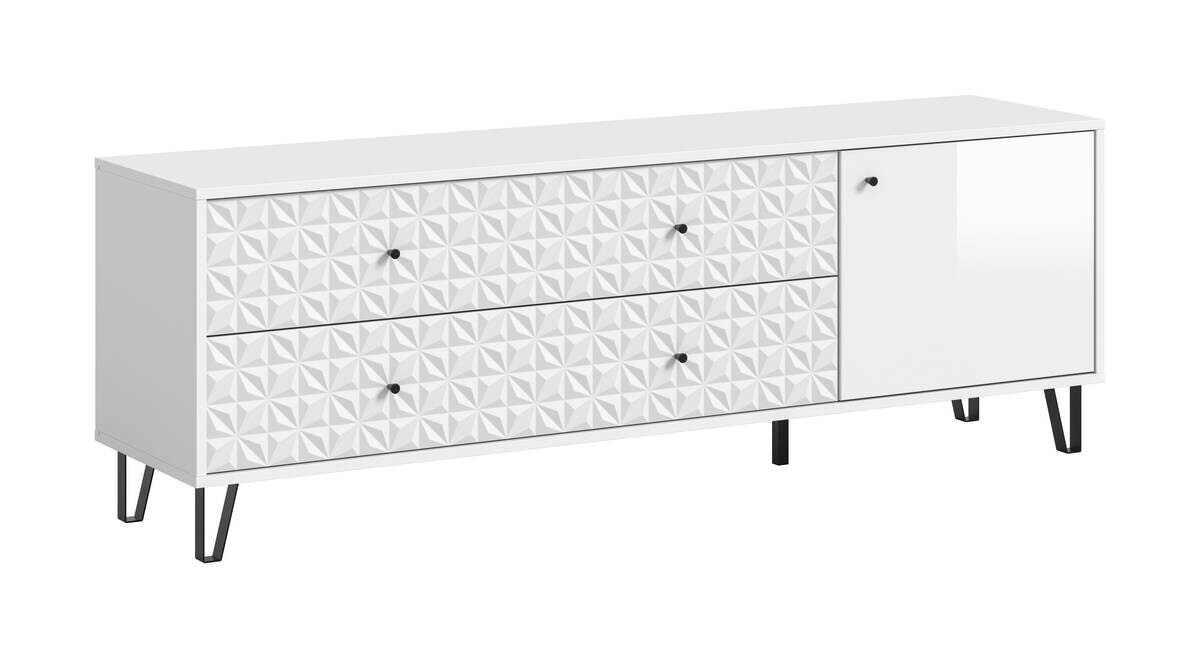 Lowboard PRISMA weiß weiß Hochglanz B/H/T: ca. 164x56x40 cm