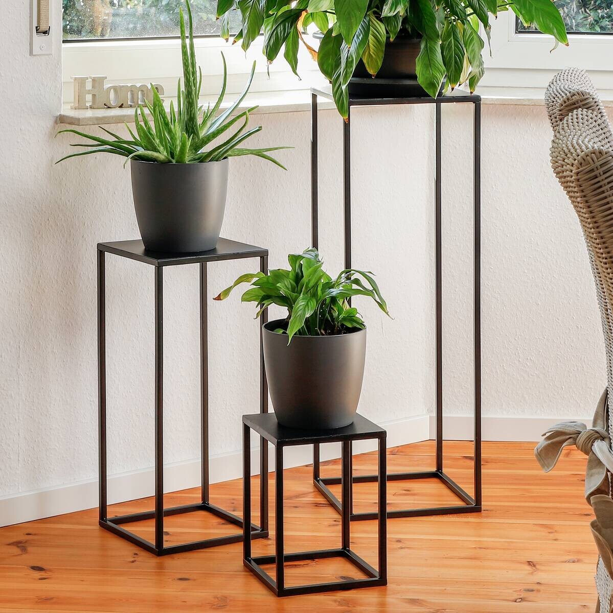 Beistelltisch-Set schwarz Metall