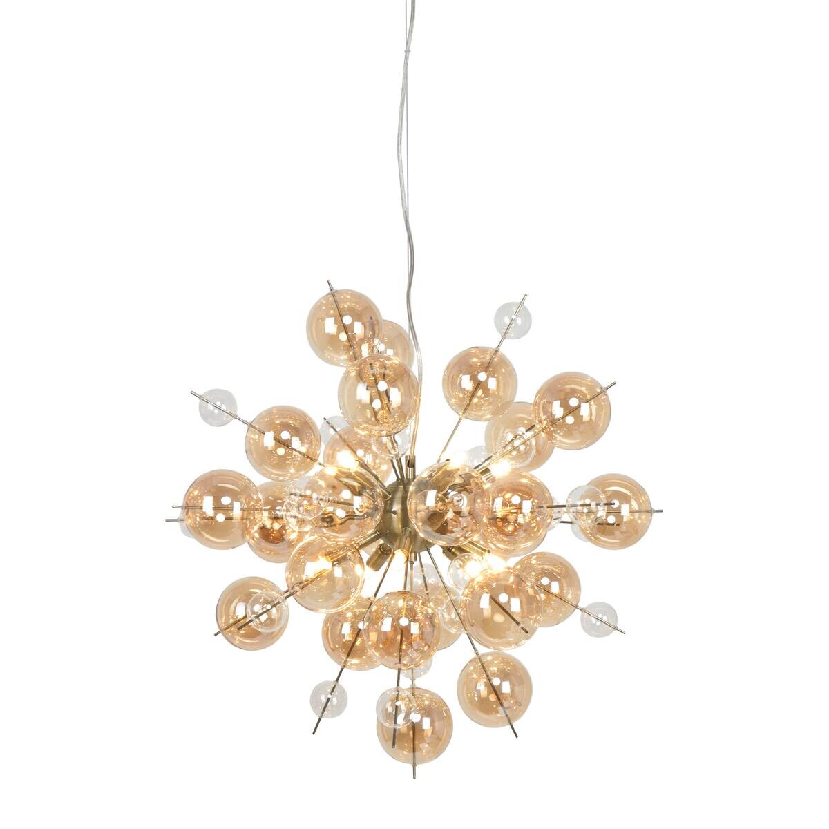 Näve Leuchten Pendelleuchte amber Glas Metall B/H/T/D: ca. 65x150x65x65 cm G9 10 Brennstellen