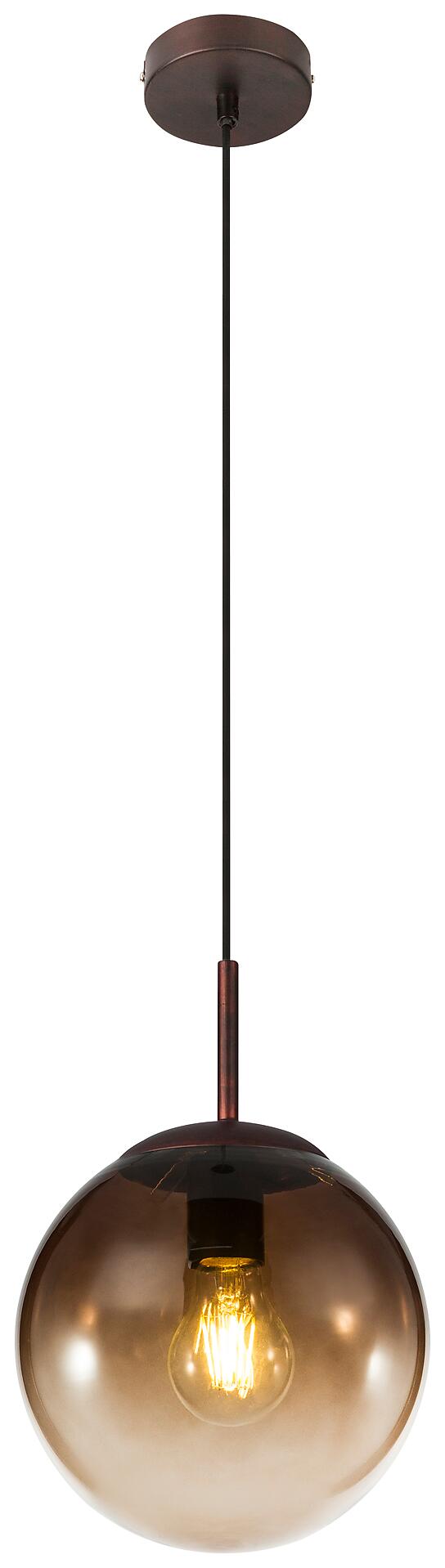 GLOBO Pendelleuchte Varus braun amber Glas Metall H/D: ca. 120x20 cm E27 1 Brennstellen