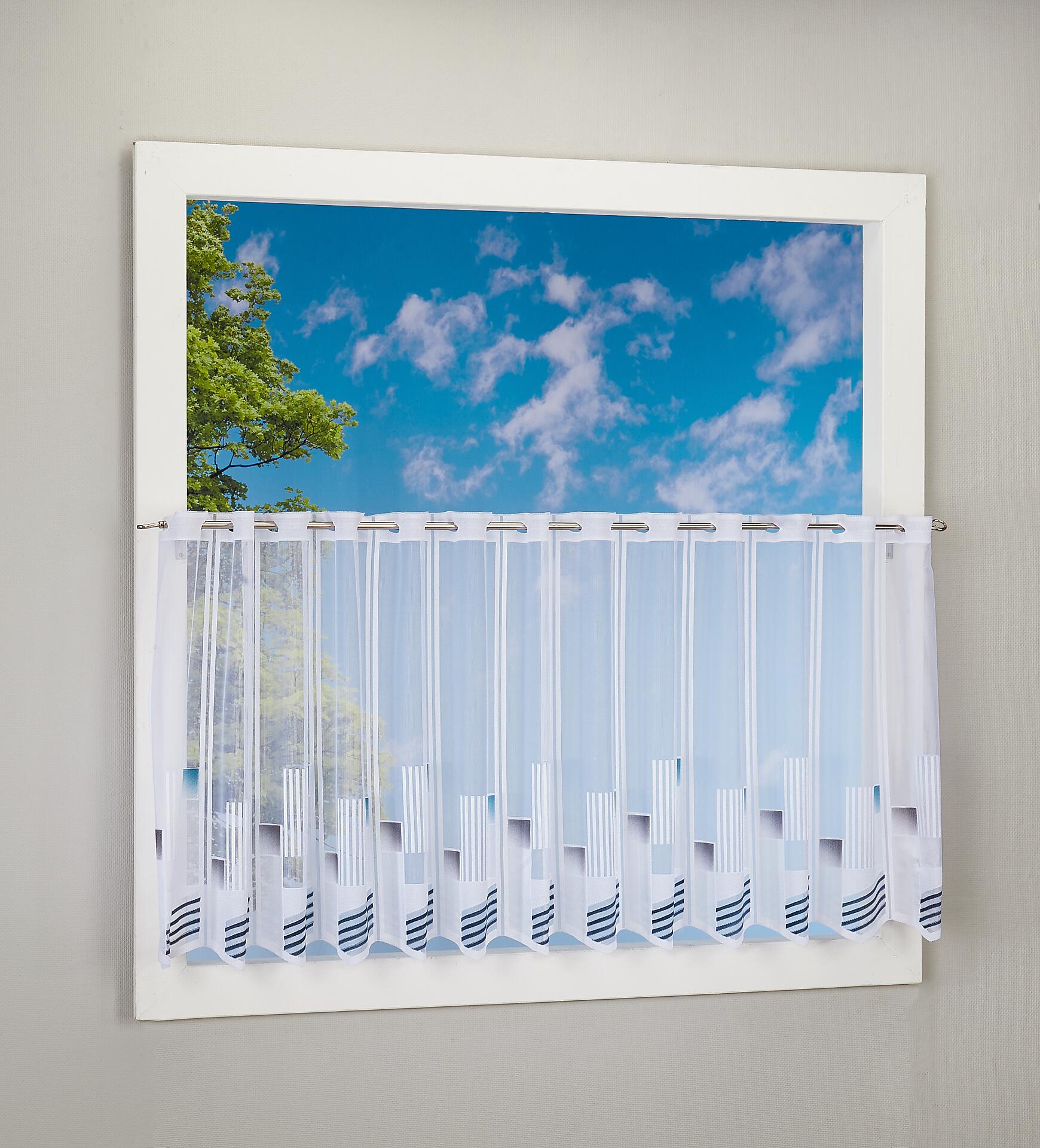 Scheibengardinen-Meterware blau H: ca. 60 cm