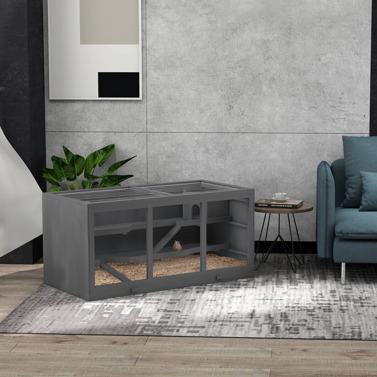 PawHut Hamsterkäfig grau Kunststoff B/H/L: ca. 57x55x115 cm