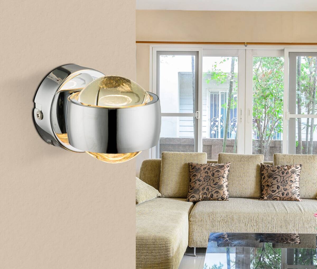 GLOBO LED-Wandleuchte Chrom Metall Glas B/H/L: ca. 7,5x7x10 cm 2 Brennstellen