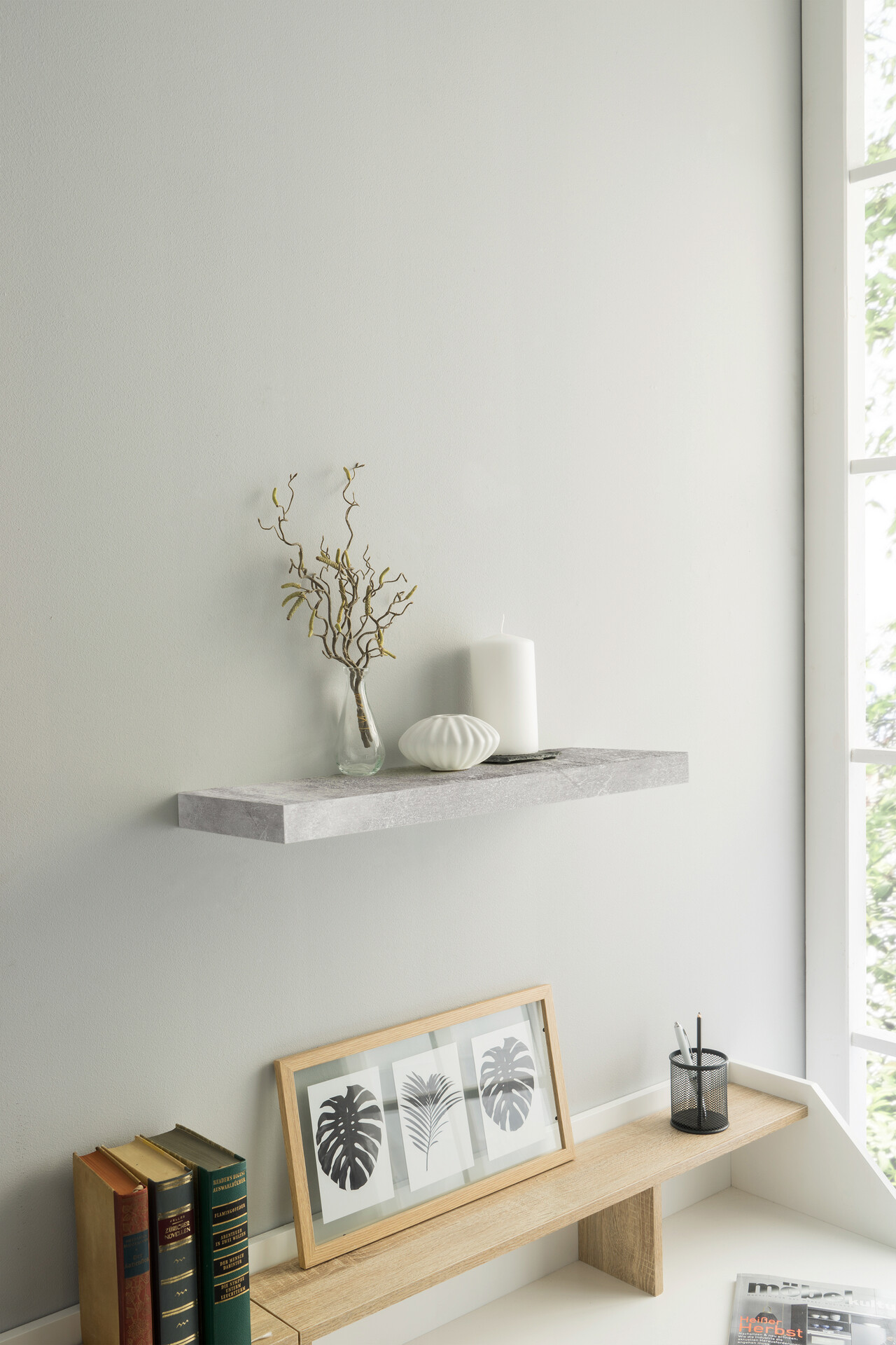 Wandboard Shelvy 60 Beton Optik B/H/T: ca. 60x4x24 cm