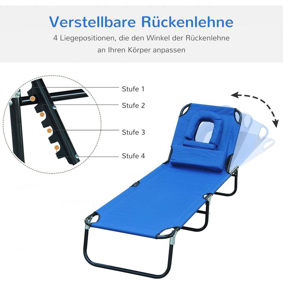 Outsunny Sonnenliege blau Stoff B/H/L: ca. 56x28x190 cm