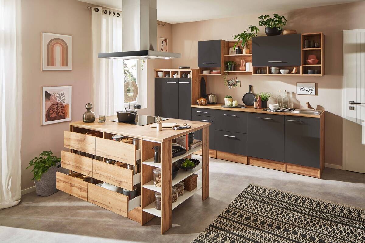 Respekta Winkelküche Hilde grau matt B/H/T: ca. 310x205x60 cm