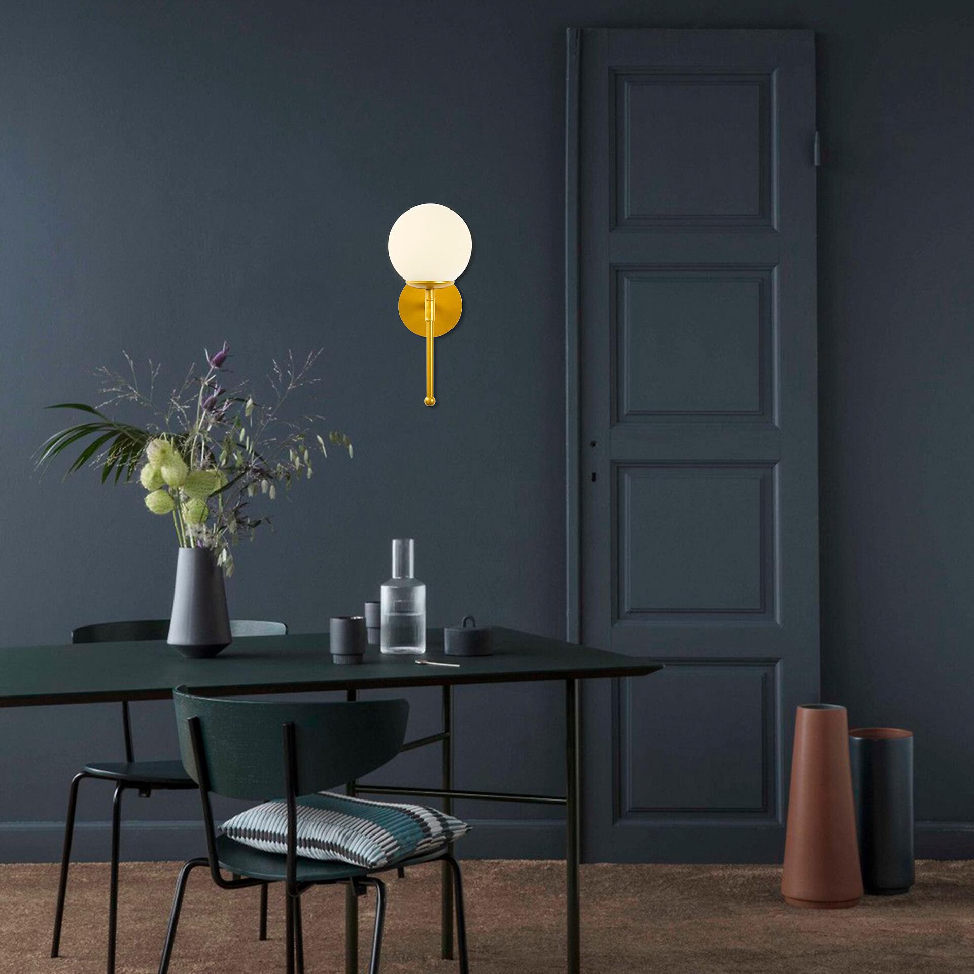 Opviq Wandleuchte gold Glas Metall B/H/L: ca. 20x35x15 cm E27 1 Brennstellen