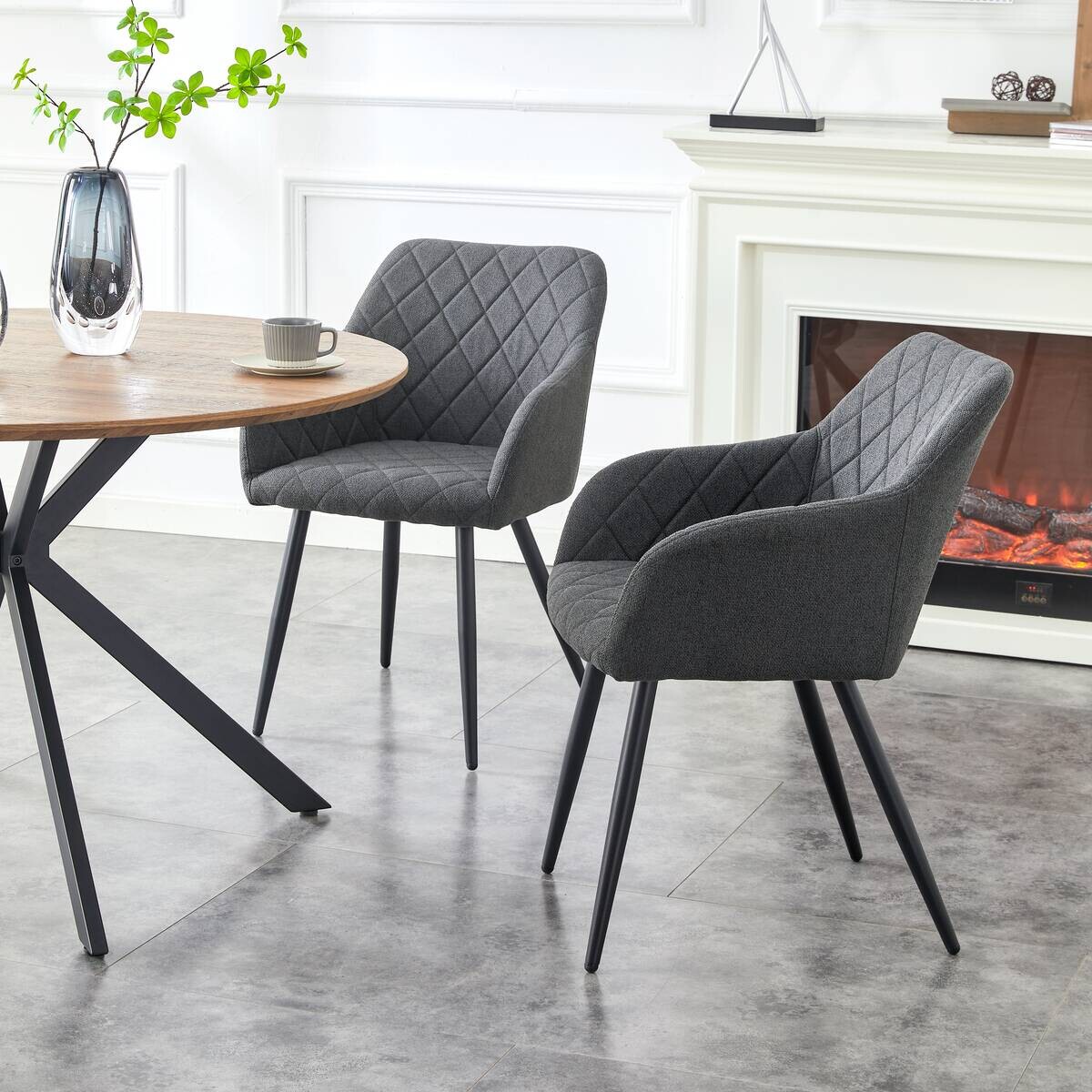 Stuhl LEA, 2er Set anthrazit Webstoff B/H/T: ca. 56x83x60 cm