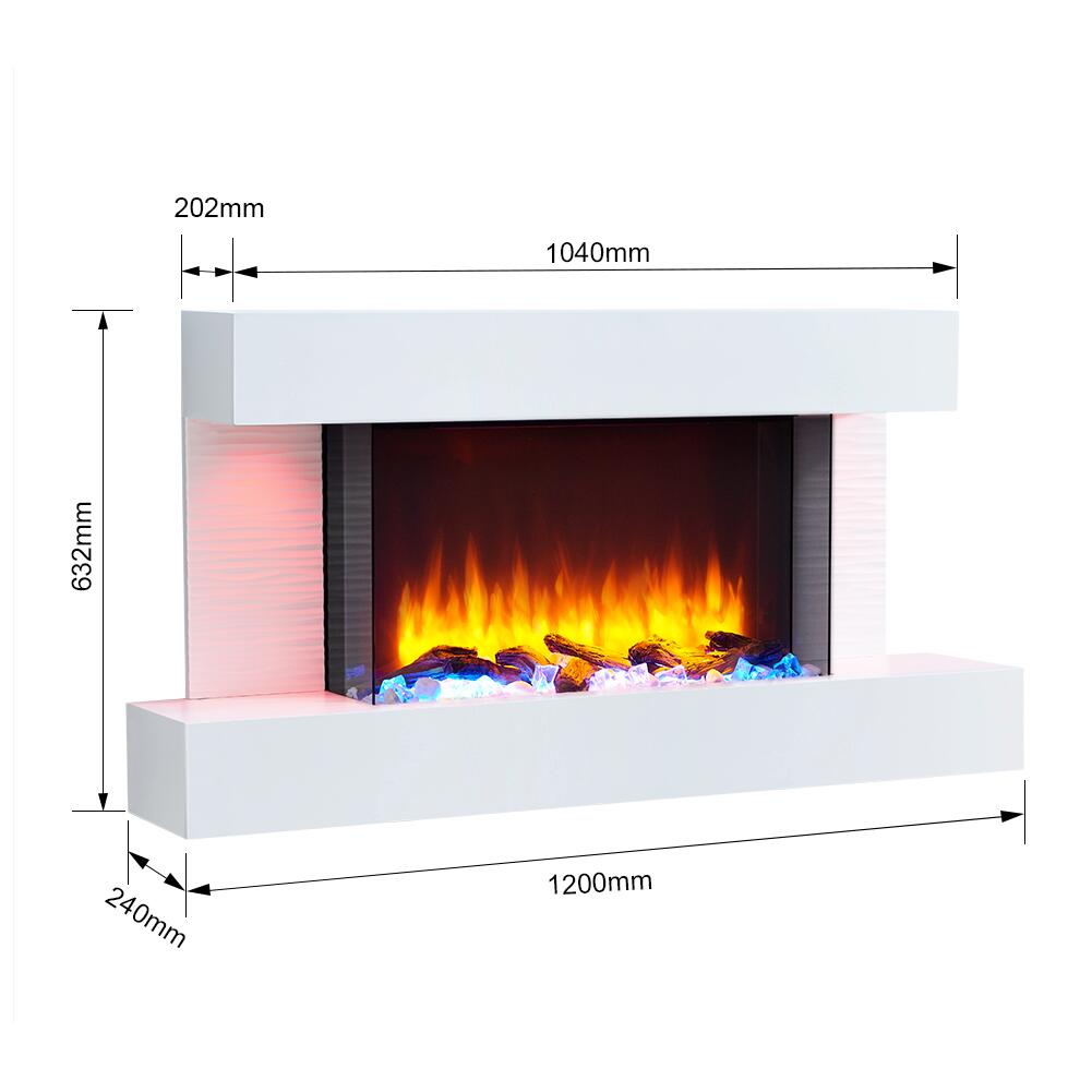 Balderia Wandkamin grau MDF B/H/T: ca. 120x632x24 cm