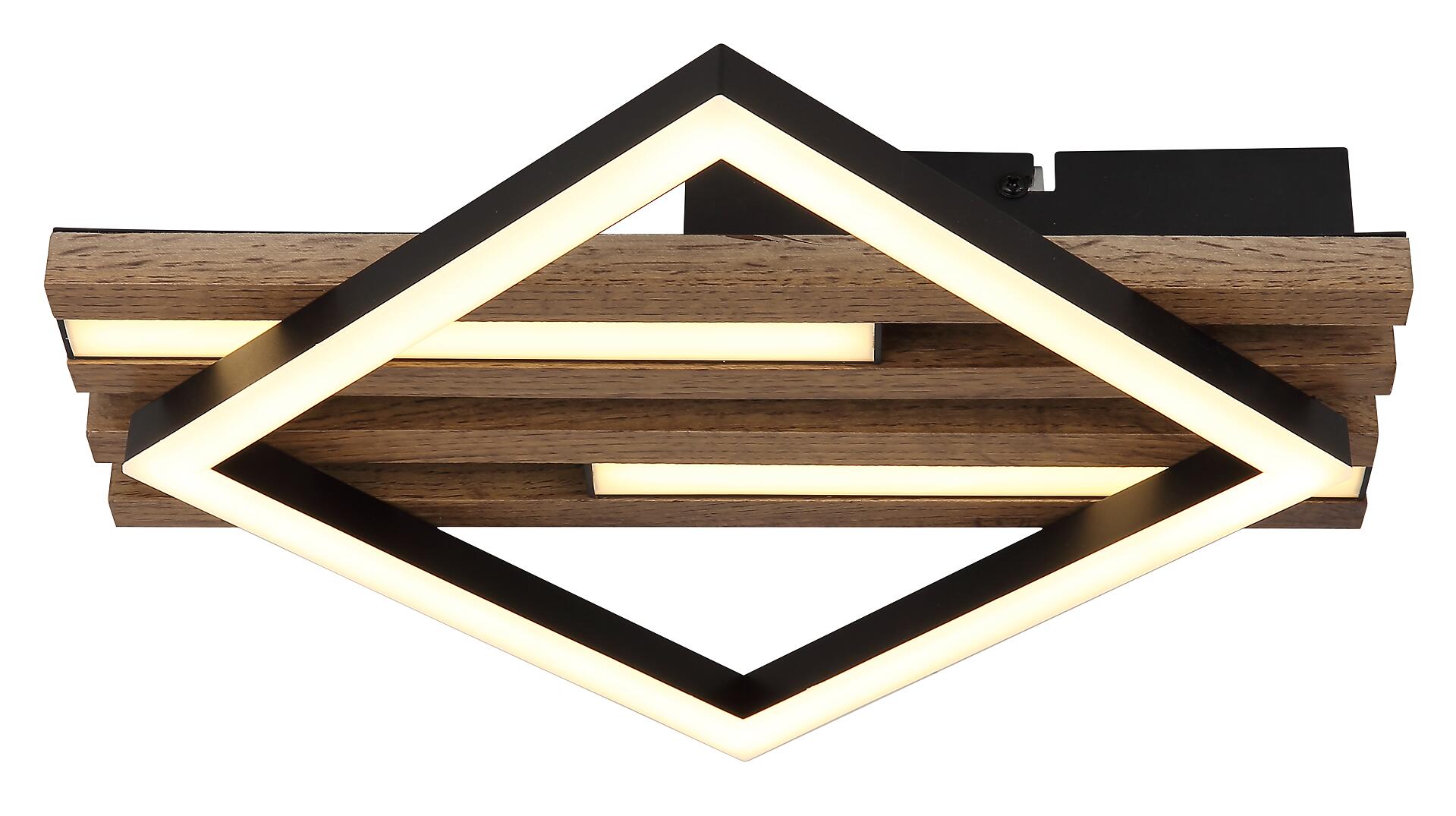 GLOBO LED-Deckenleuchte OBRIEN 67344D mattschwarz Opal Metall MDF Kunststoff B/H/L: ca. 33x7,5x31 cm 1 Brennstellen