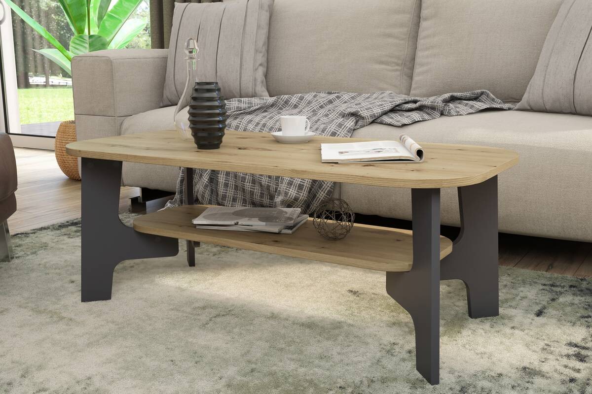 byLIVING Couchtisch JONNY Eiche anthrazit Holzwerkstoff Holzwerkstoff B/H/T: ca. 110x42,5x55 cm