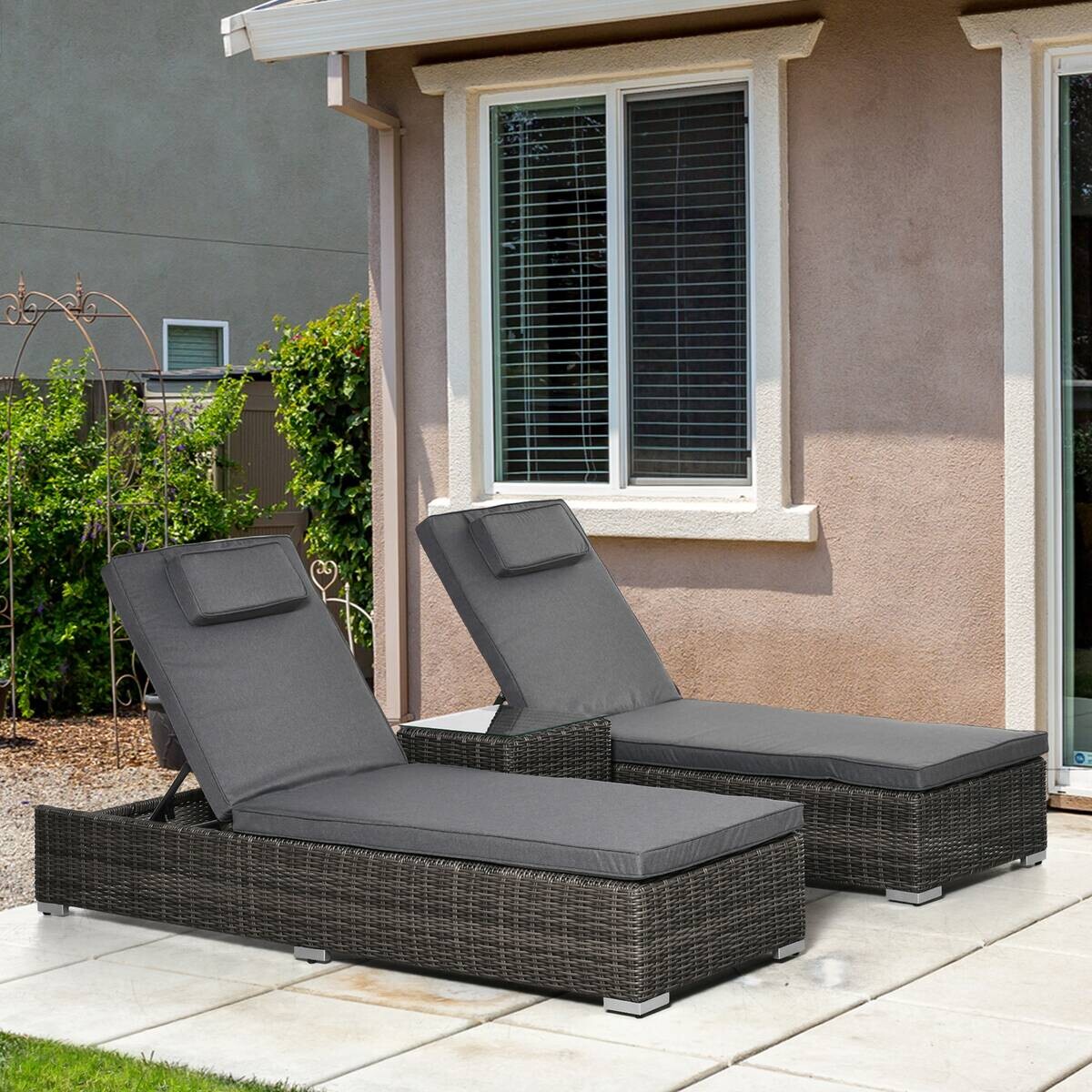 Outsunny Sonnenliege grau Aluminium B/H/L: ca. 60x195x91 cm