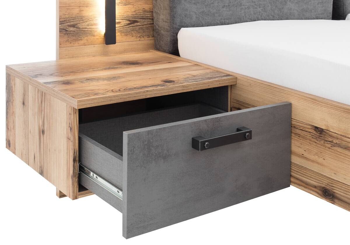 Bettanlage Dover Alpin Lodge Nachbildung Betonoxid Optik B/H/T: ca. 289,4x96,3x215,5 cm