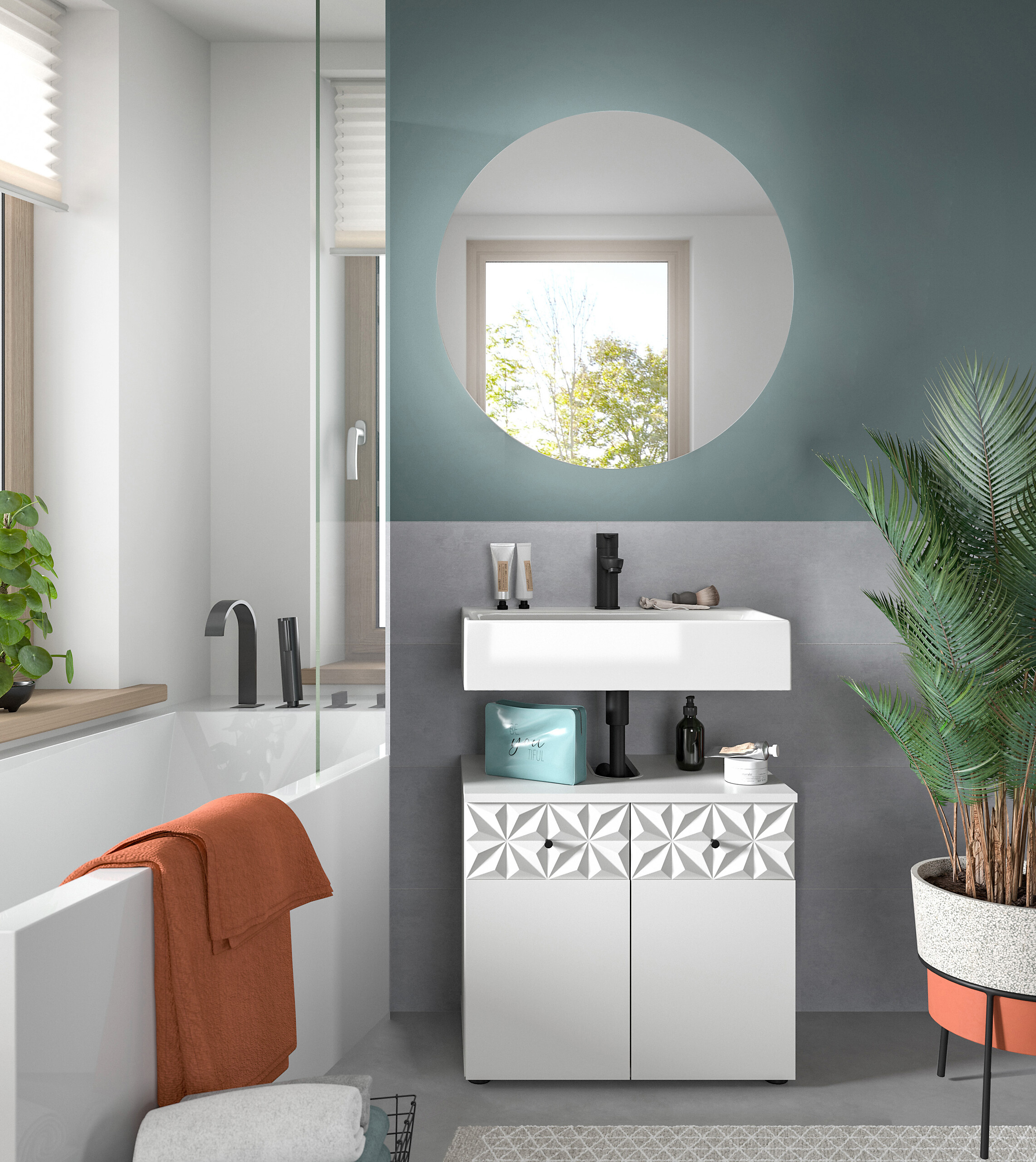 Badezimmer-Set Prisma weiß B/H/T: ca. 60x187x37 cm