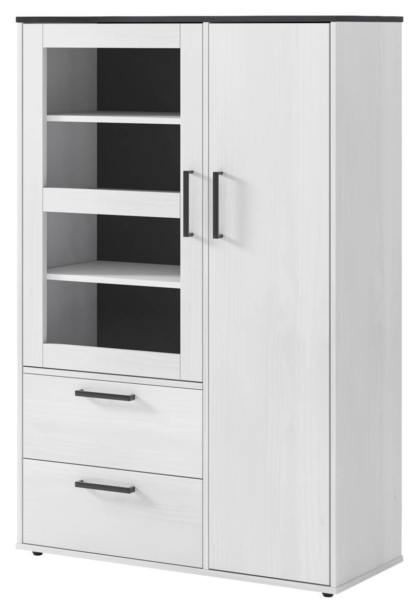 Highboard Smart 1 Massivholz kiefer weiß schwarz B/H/T: ca. 98x149x40 cm