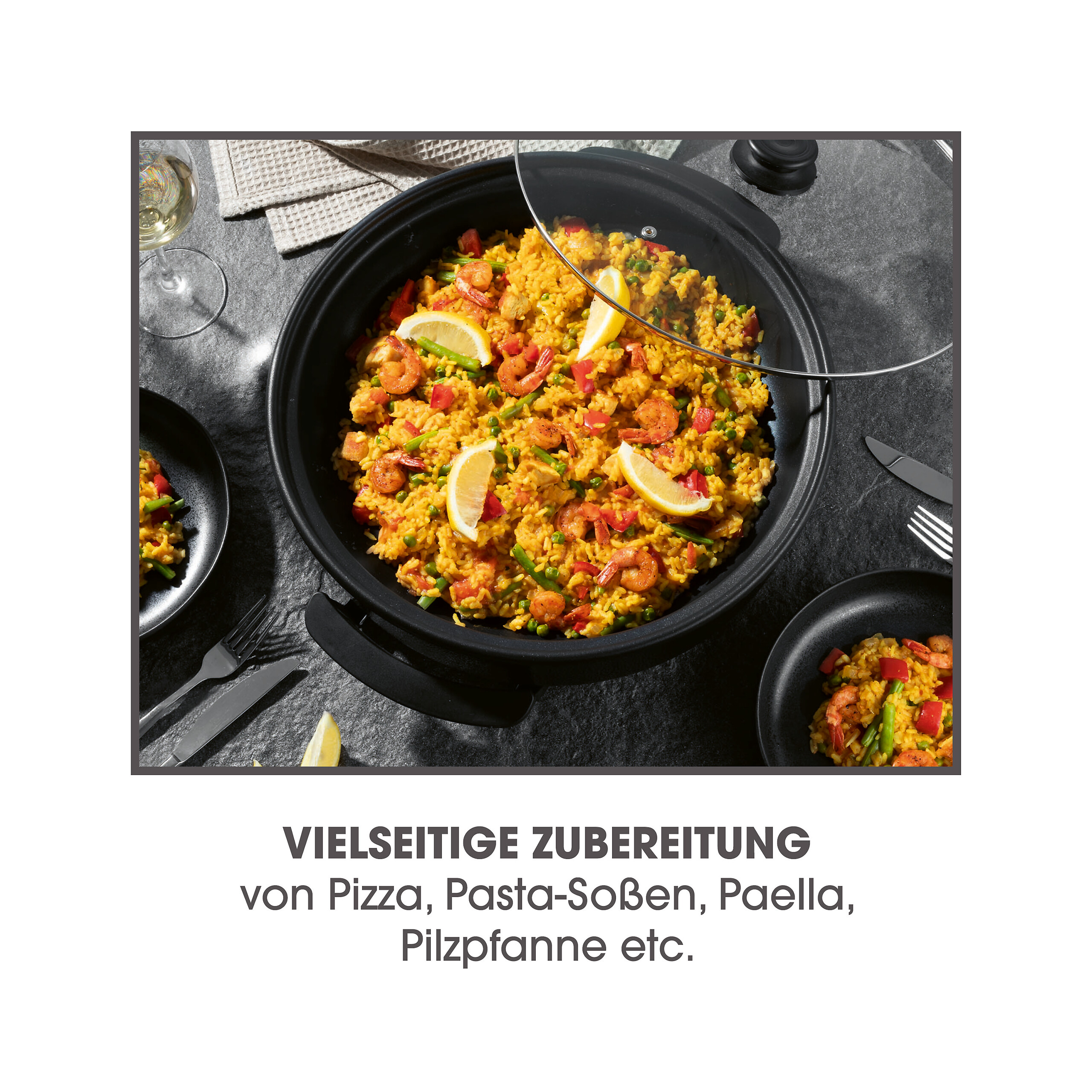 GOURMETmaxx Elektrische Party-Pfanne schwarz Edelstahl B/H/L: ca. 45x17,5x41 cm GOURMETmaxx Elektrische Party-Pfanne schwarz Edelstahl B/H/L: ca. 45x17,5x41 cm
