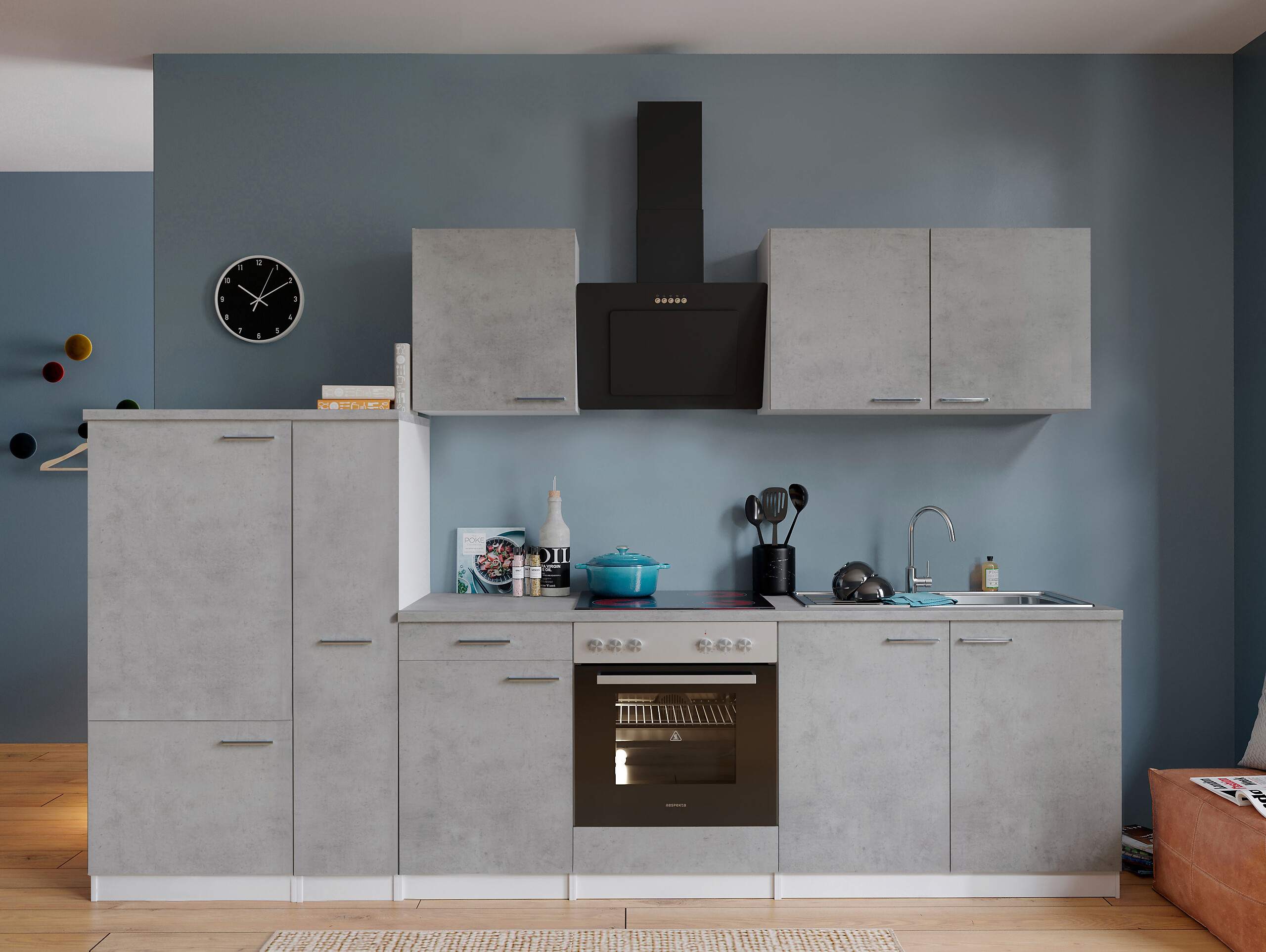 Respekta Küchenblock Malia Beton Optik B/H/T: ca. 300x200x60 cm