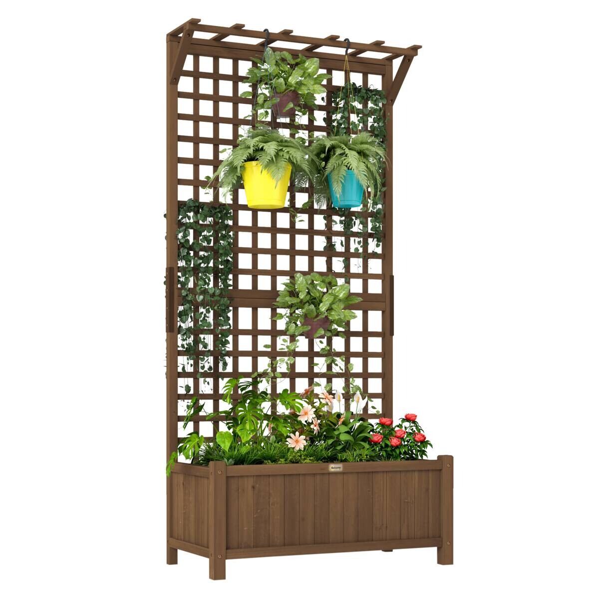 Outsunny Hochbeet kaffee Holz B/H/L: ca. 45x183x90 cm